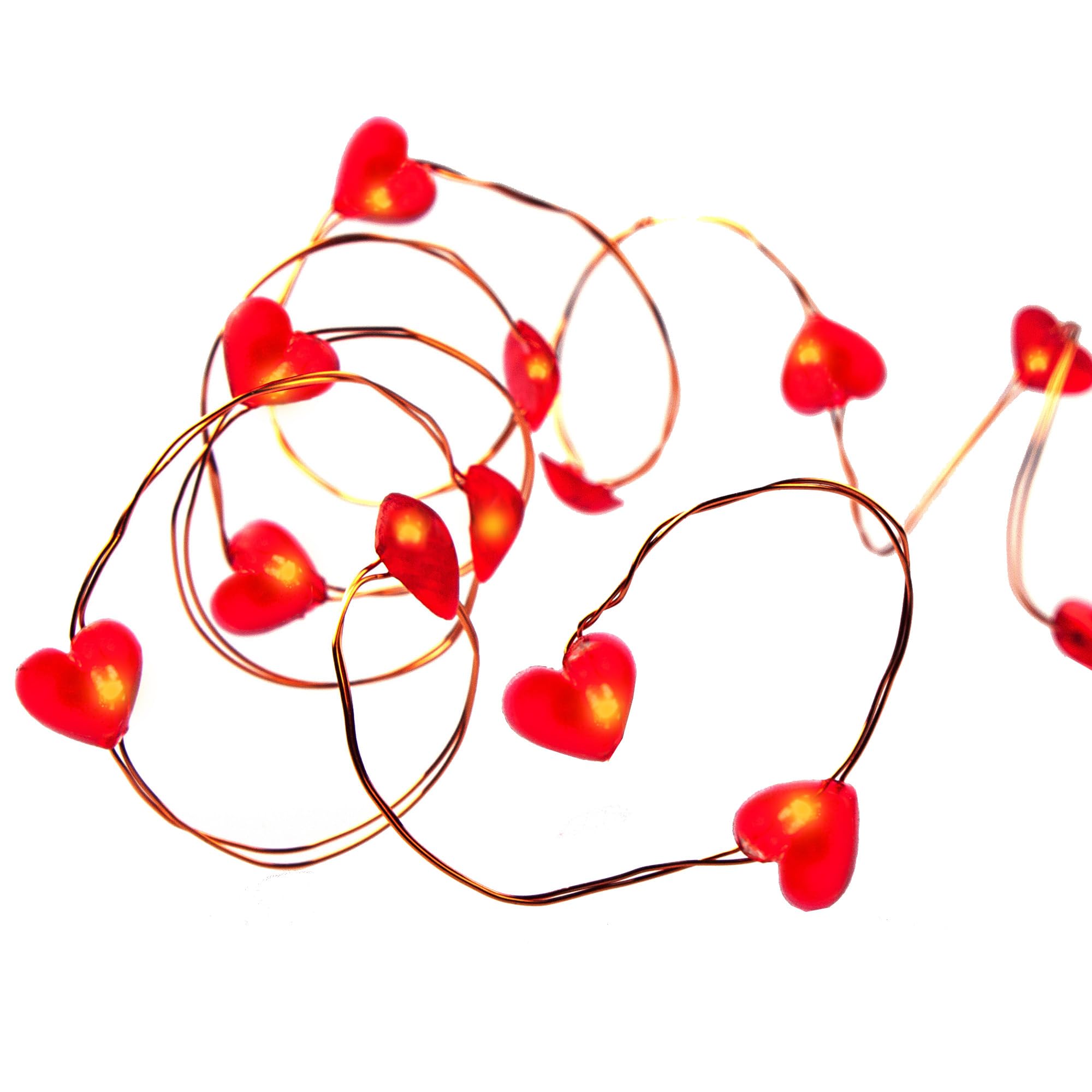 Hellum, LED Heart Fairy Lights, 20 red Hearts with red LEDs, Battery Operated (2AA not Included), for Valentines Day, Mothers Day, Birthday, Anniversary 570854 — image 1