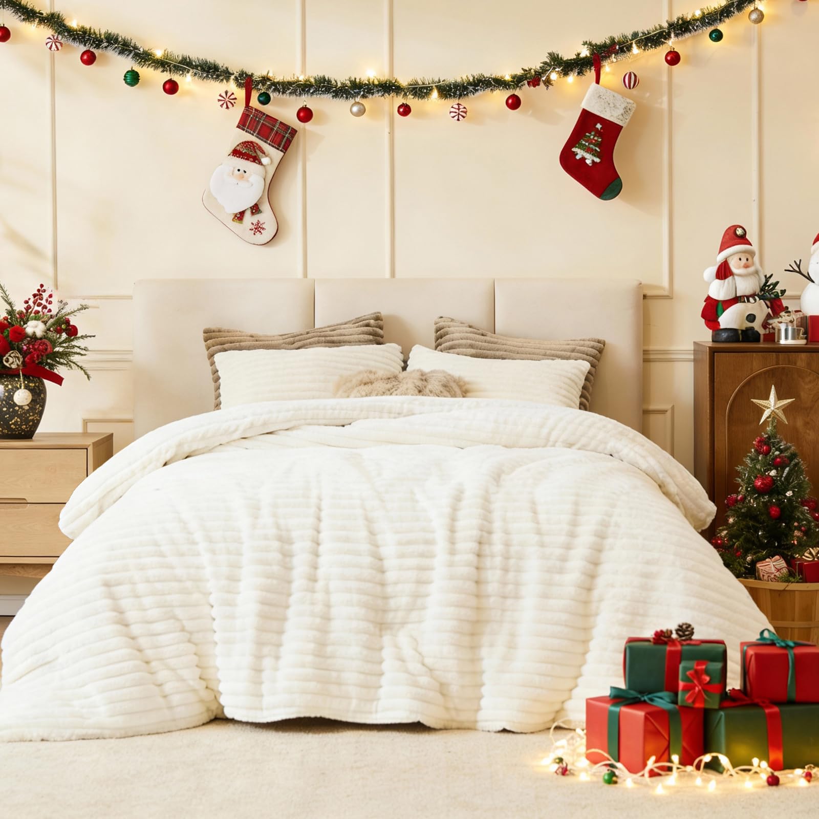 Amazon.com: Geniospin Fleece Queen Comforter Set, Soft Fuzzy Queen