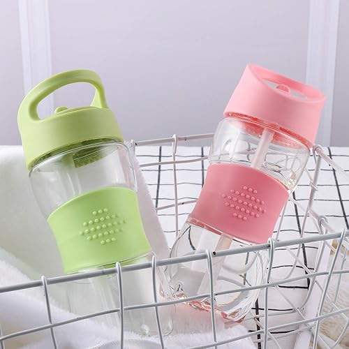 Miniatura 8 de Sivaphe Botella de agua para niños con pajilla, 12 onzas, sin BPA, de plástico Tritan para niñas pequeñas, botella transparente para beber para el