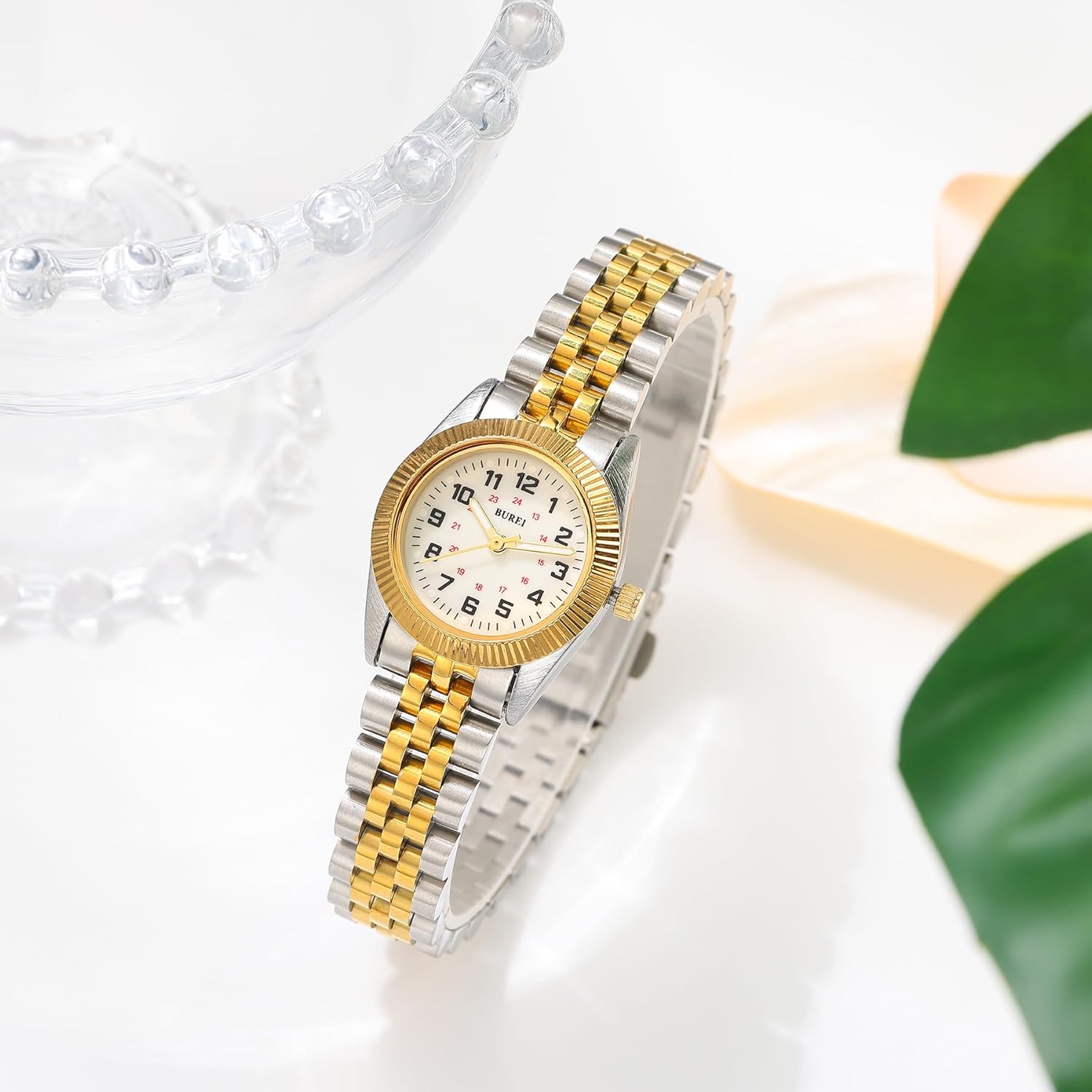BUREI Women's Wrist Watch Easy Read Dial, 24 Hour with Second Hand,Nurse Watch for Women with Stainless Steel Band.