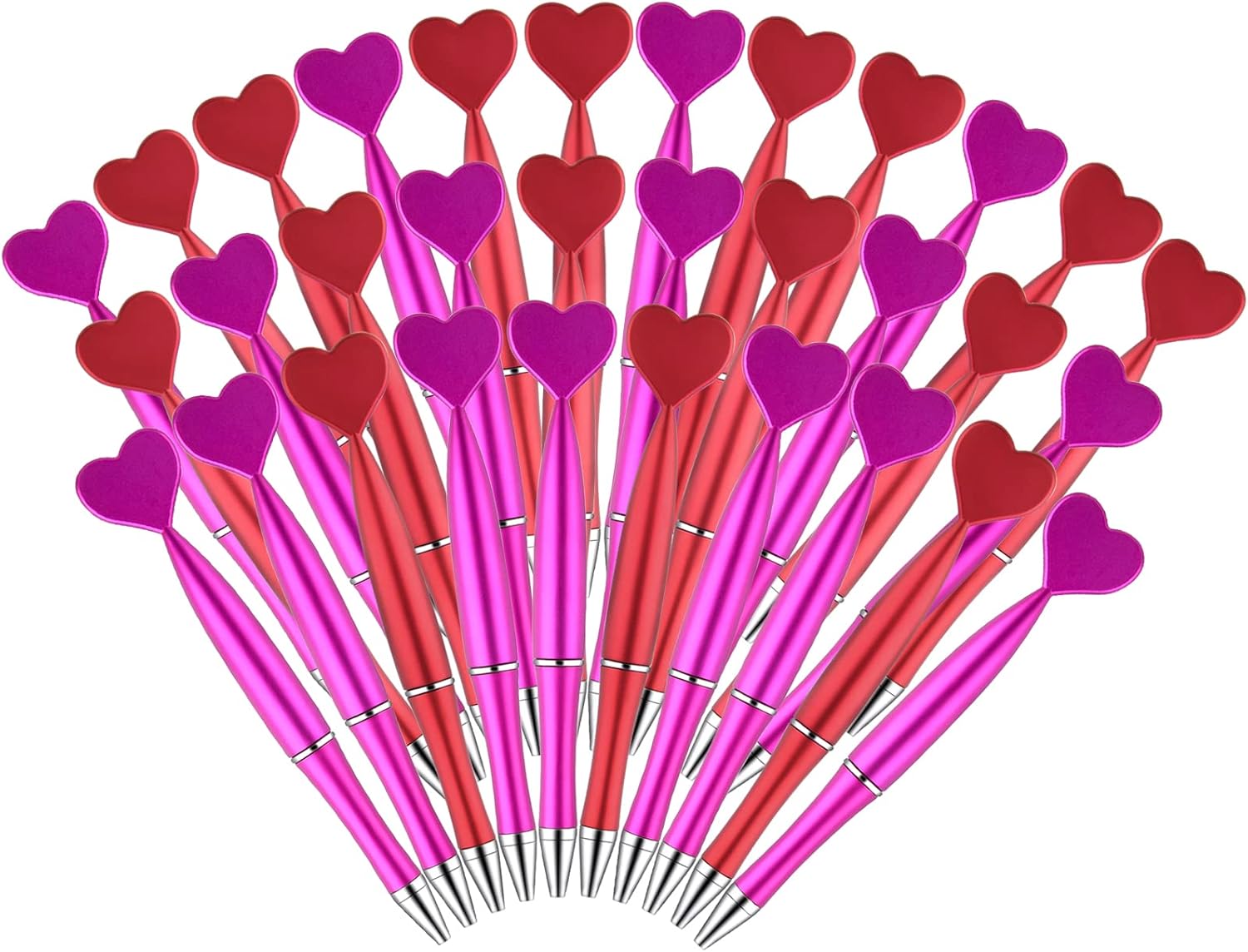 PLULON 32Pcs Valentines Heart Shaped Pens Novelty Ballpoint Pens 1 mm Black Gel Ink Rollerball Pen Pretty Office Pens for Valentine's Day Party Favor Student Teacher School Supplies