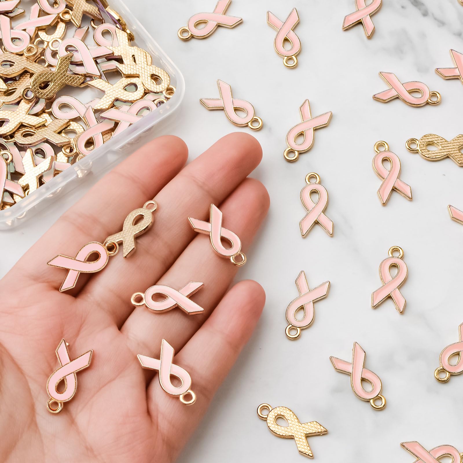 Pendentifs Ruban De Sensibilisation WANDIC - Lot De 50, Alliage, 2.5x4.9 Cm Pour Bijoux DIY