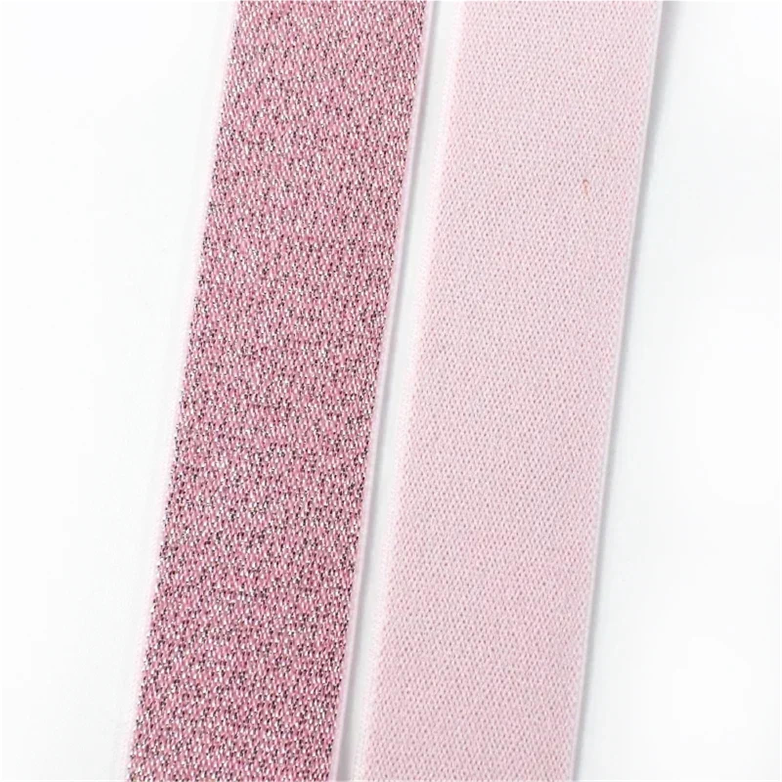 Banda elástica de nailon de seda, 5/10M, 25-50mm, bandas de goma de colores, correas for coser ropa, cinturón, bolsos, cinta, accesorios DIY(Pink,10Meters,40mm)