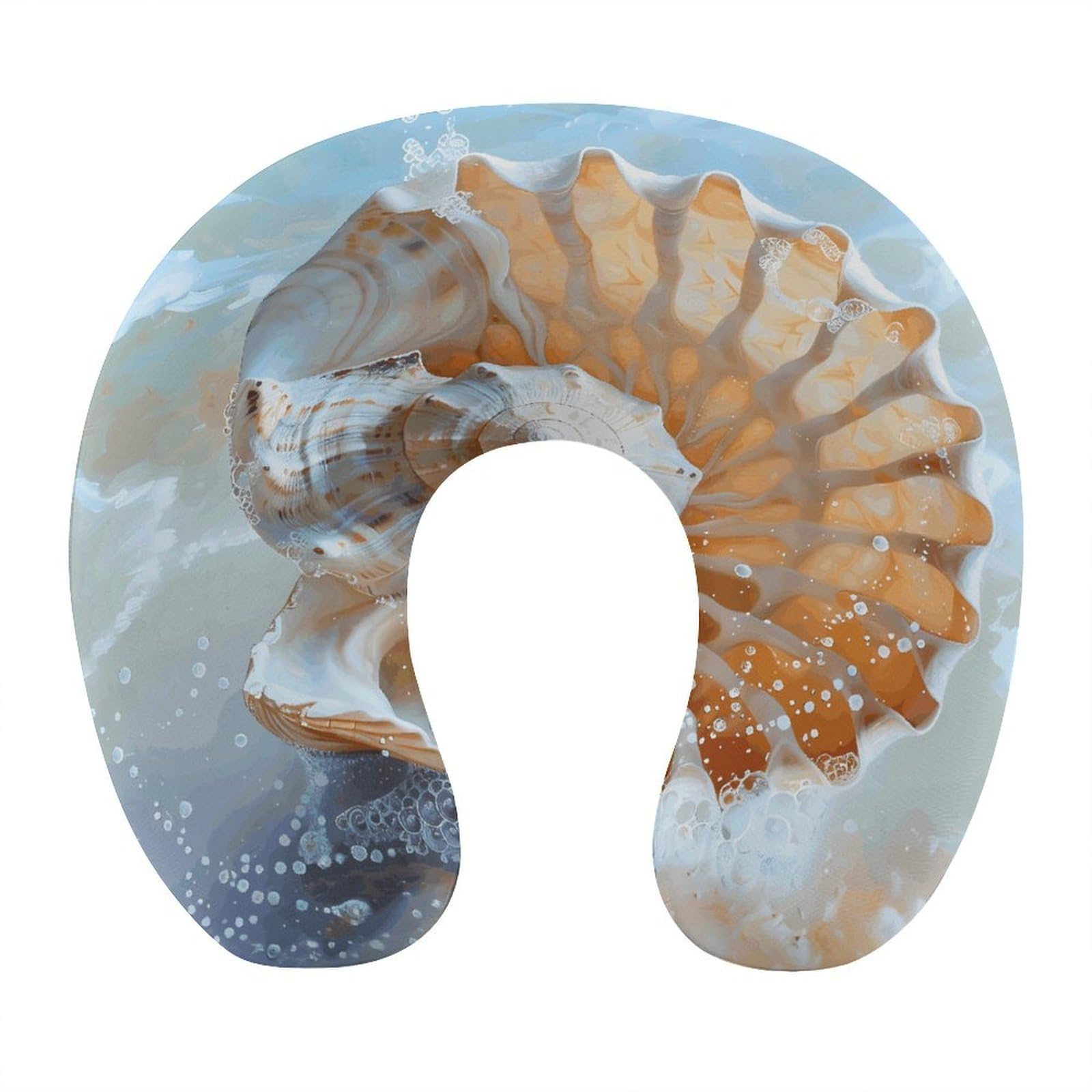 Btcowzrv Style Ocean Seashell U Shaped Neck Pillow Travel Pillows