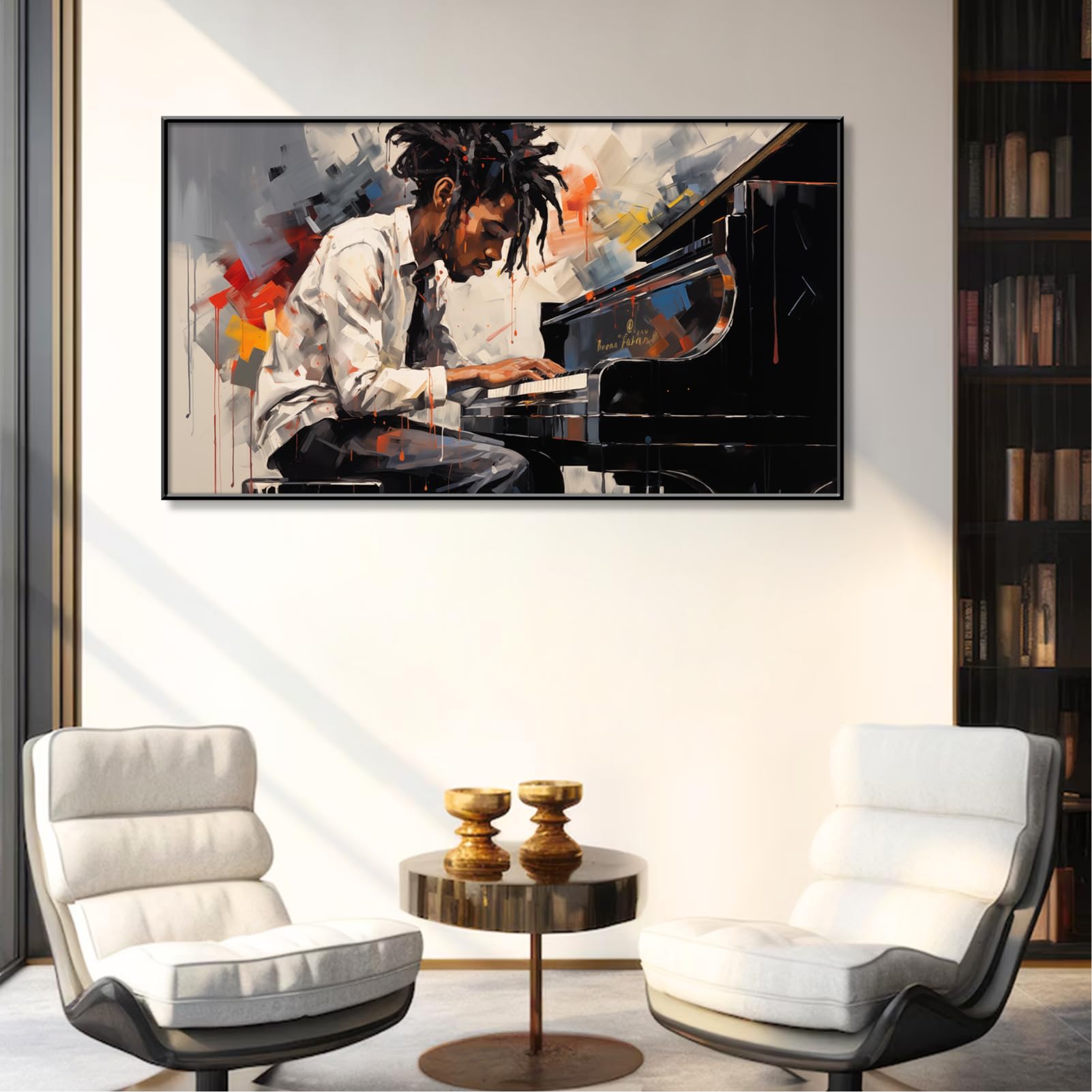 アート・デザイン・音楽 Black Male Amazon.com: Black Boy Musician Canvas Wall Art, Music Canvas Wall