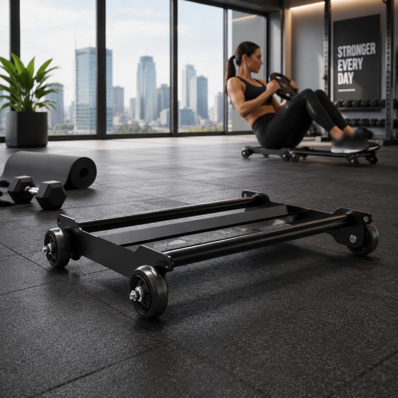 predolo Rullo Addominale a 4 Ruote Multifunzione Fitness Wheel a 4 Ruote Design Ergonomico Attrezzo Fitness per Principianti, Casa, Palestra