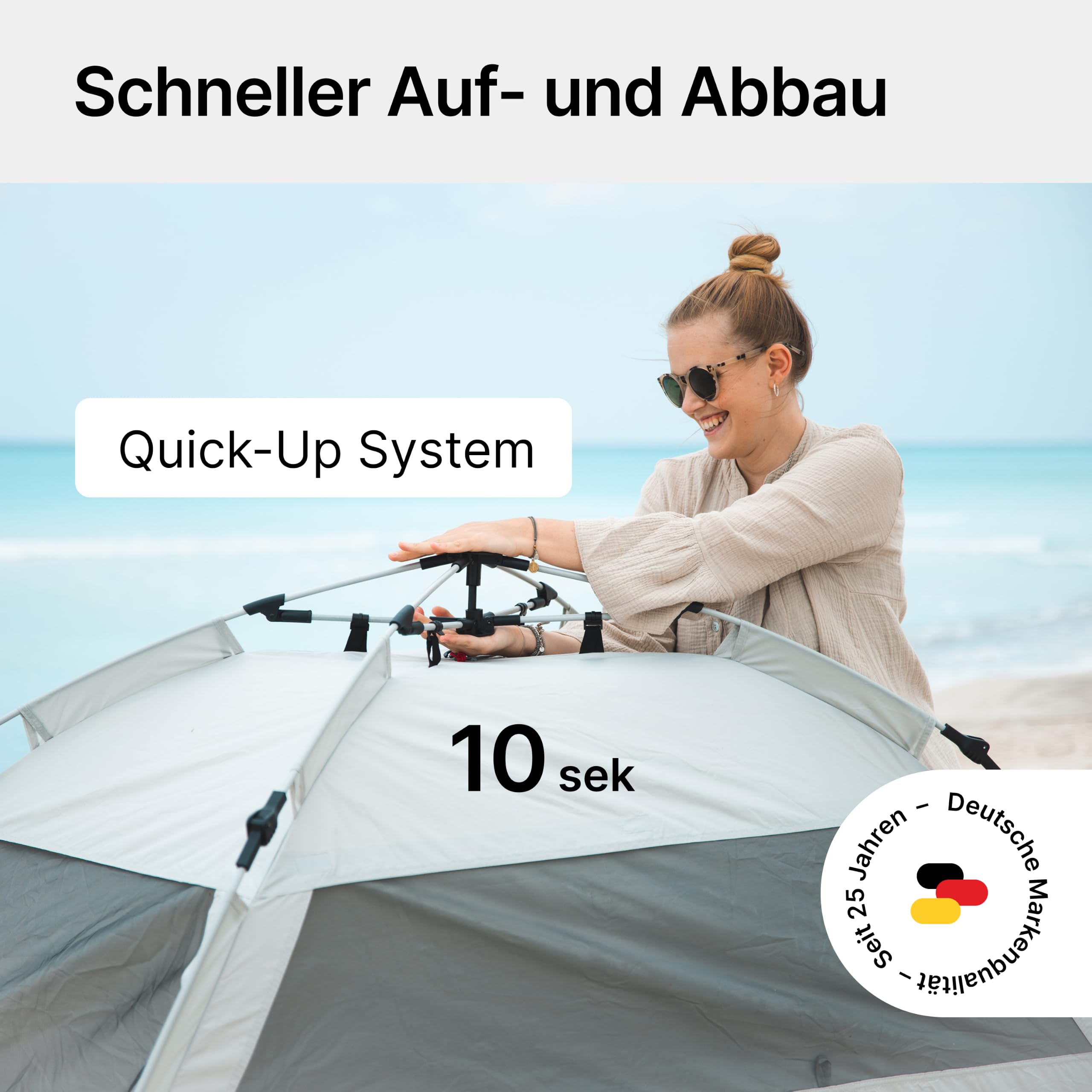 qeedo Quick Palm Strandmuschel UV-Schutz UV80 Leichtes Strandzelt Quick-Up System Sonnenschutz Windschutz