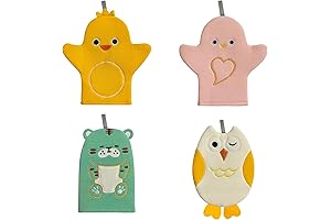 4 Pcs Baby Bath Mitt Washcloths for Bathing with Cute Animal Shape