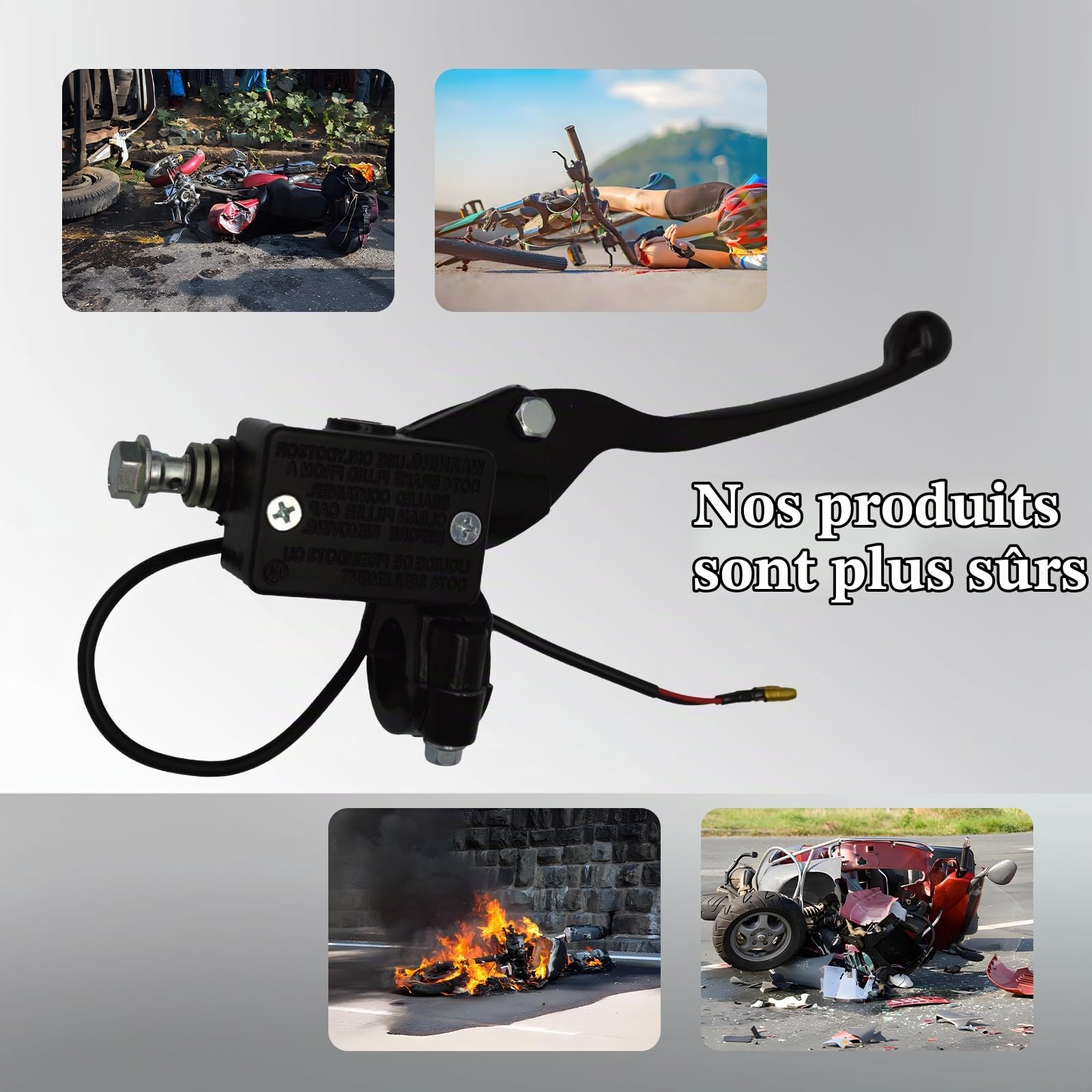 Pompe À Levier Hydraulique avec Maître-Cylindre de Frein de Moto,1 Paire de Levier de Maître-cylindre D'embrayage de Frein 22 Mm Noir pour Gy6 50cc 110cc 125cc 150cc 250cc Scooter