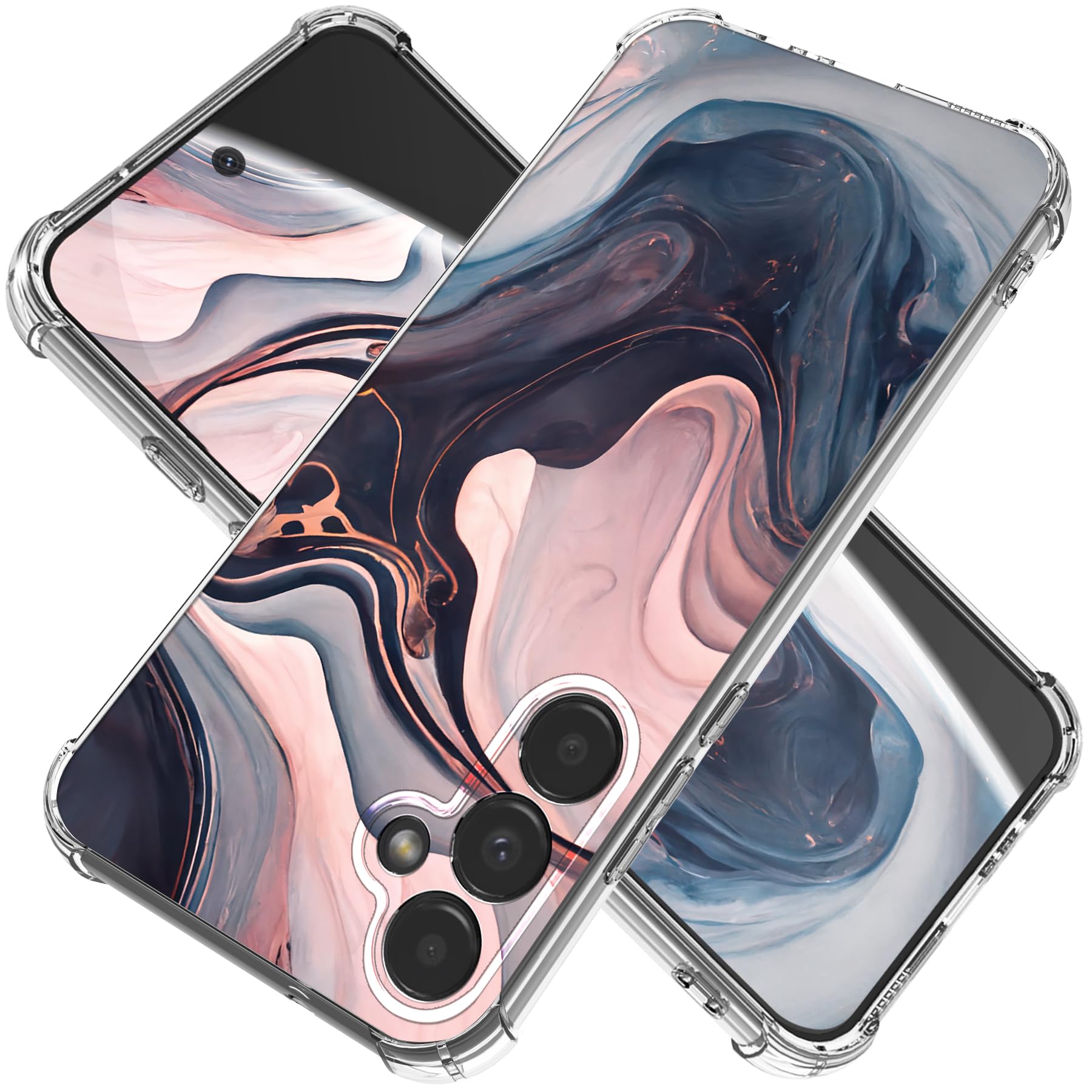 CLATUK for Samsung Galaxy S24 FE Case 5G 6.7", [10FT Military Grade Drop Test] Marble Planet Soft Slim TPU Protective Shockproof Phone Case Cover (