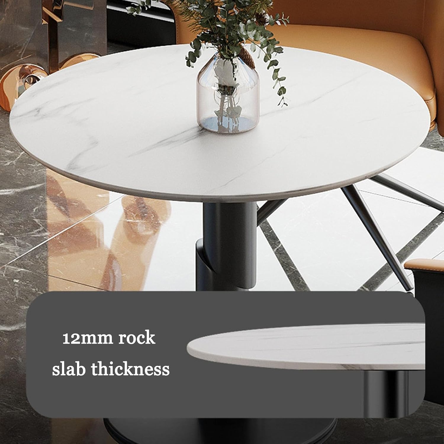 Reception Negotiation Table, Office Reception Room Club Table and Chair Set, Small Conference Table, Coffee Kitchen Dining Table Set, for Cafe Balcony Living Room(Light Gray+Brown)