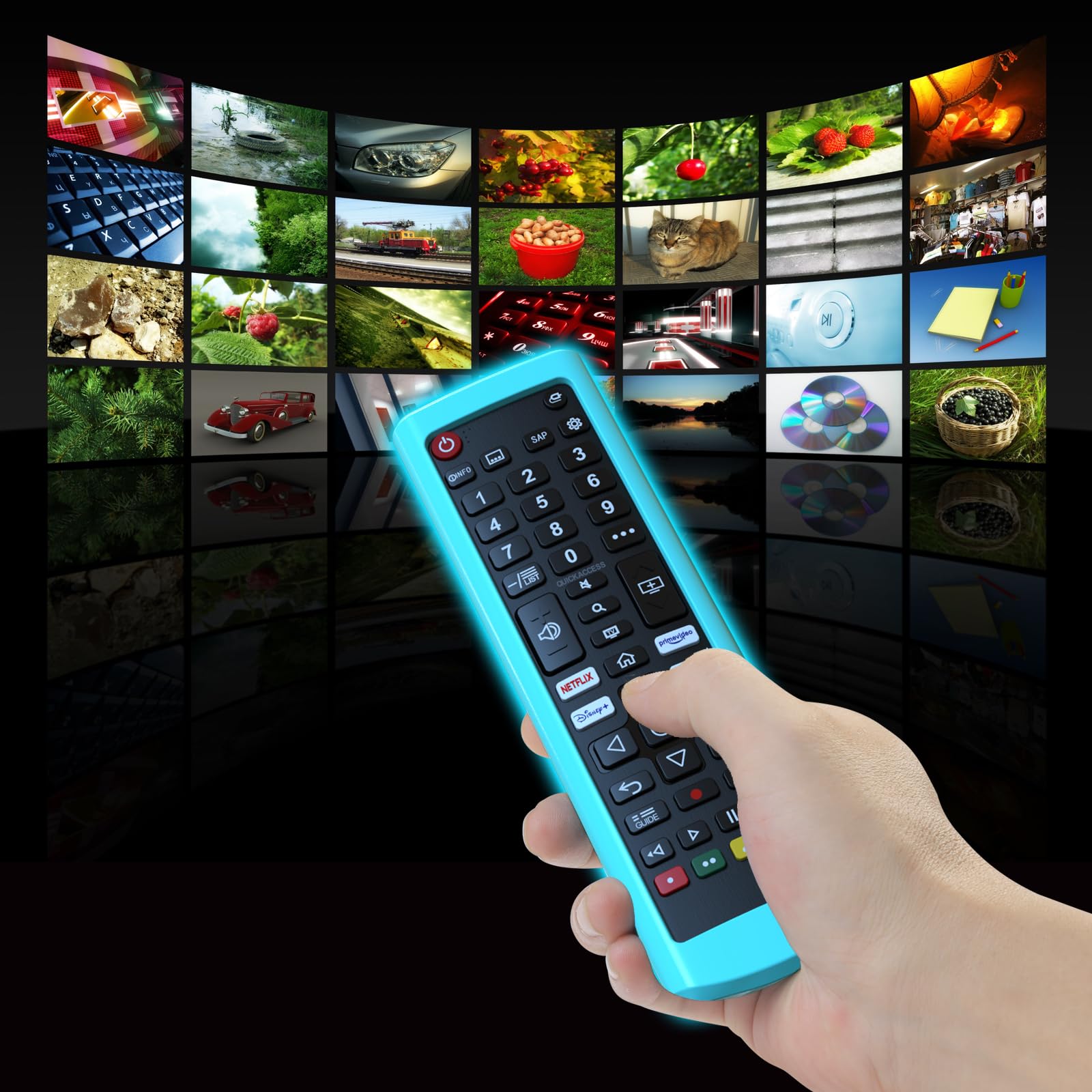 Paquete de 2 fundas para mando a distancia LG TV, funda para mando a distancia LG para Smart TV, funda de repuesto para batería que brilla en la oscuridad, verde y azul