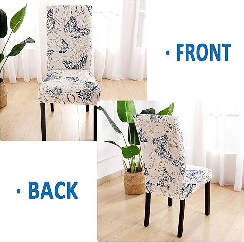 Miniatura 4 de HAOYONG Funda para silla de comedor, funda para silla impresa, lavable, funda para silla Parsons, protector de asiento extraíble para comedor,