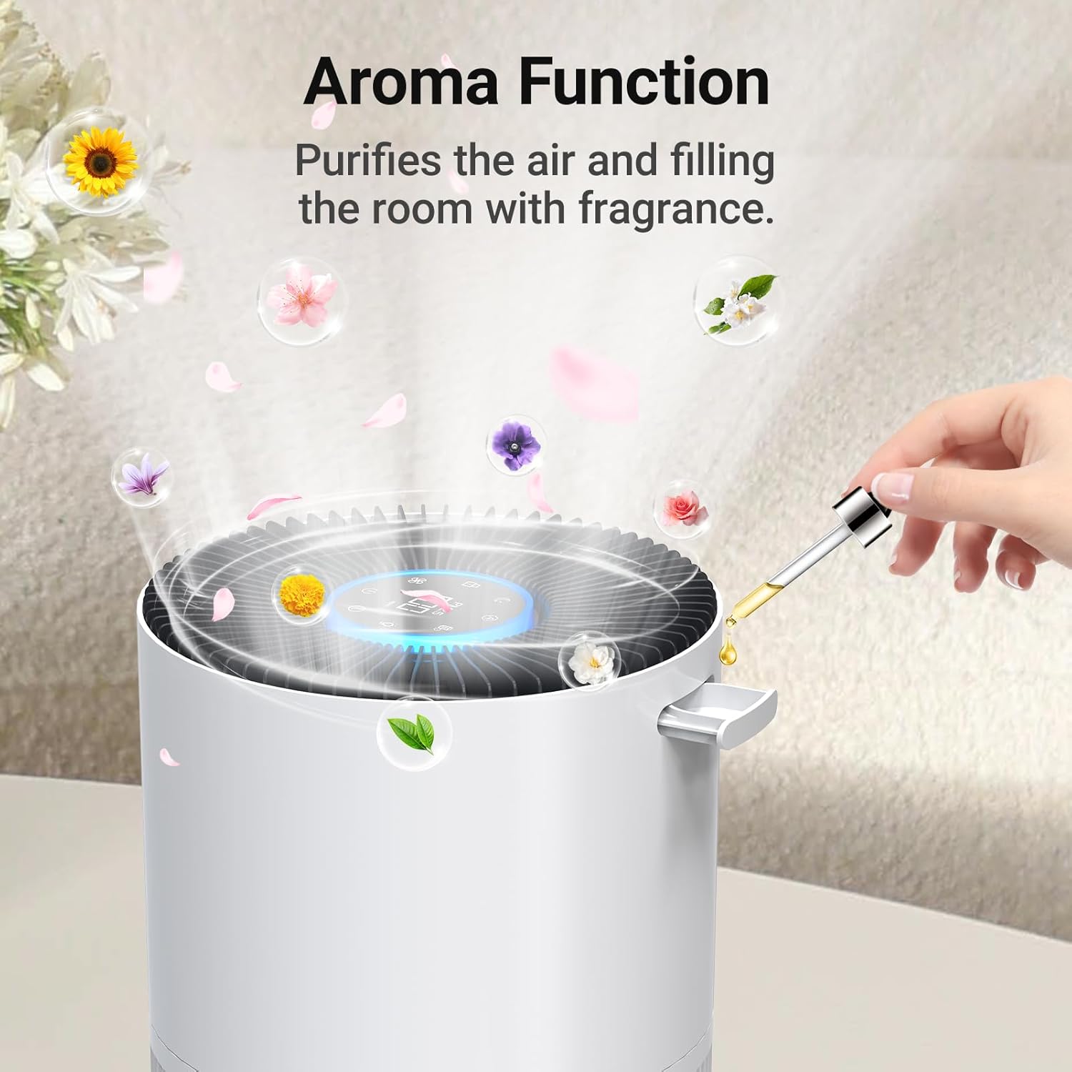 Air Purifiers for Home Large Rooms, Cobectal Air Cleaner with H14 True HEPA 3-in-1 Filter Covers up to 1650ft², Air Quality Sensor, Aroma Function & Sleep Mode, Pet Air Purifier, White - Image 5