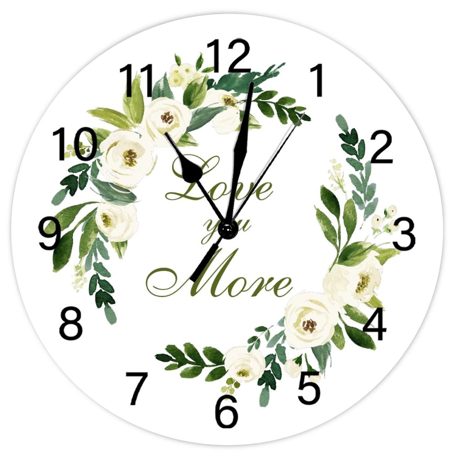 Horloge murale rustique fleurs sans bruit pour sommeil paisible