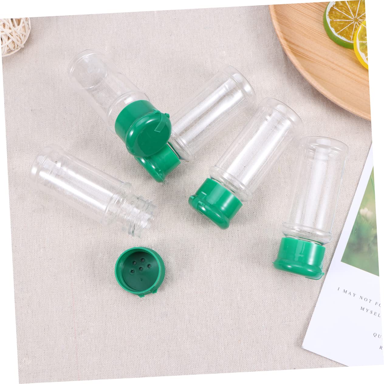 HOLIDYOYO Spice Shaker Bottle 30pcs Plastic Seasoning Bottles Lids for Kitchen Use
