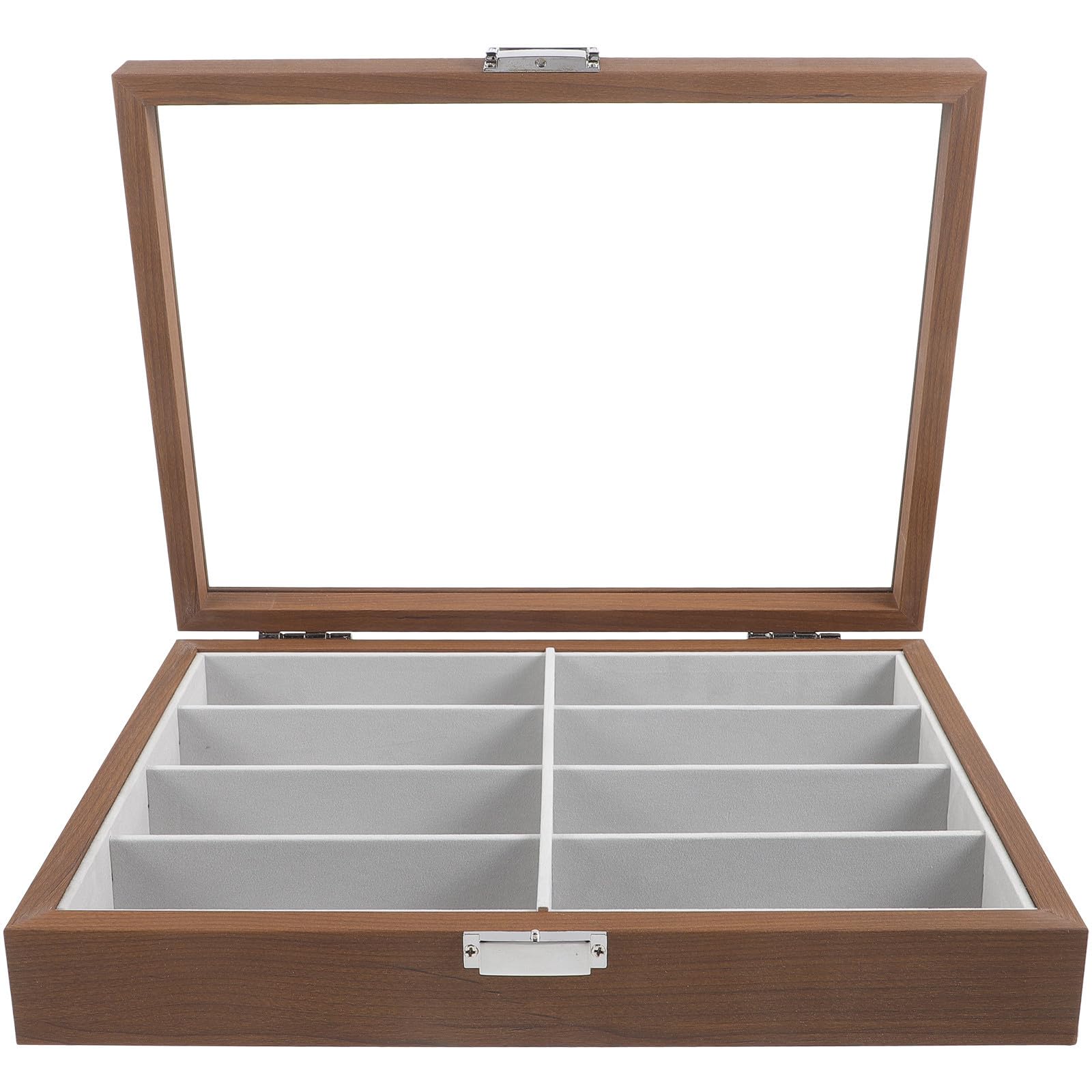 Boîte de Rangement Bois de Palissandre pour Lunettes avec Vitrine Verre et Coussin Feutre Rangement Décoratif pour Lunettes de Soleil et Accessoires