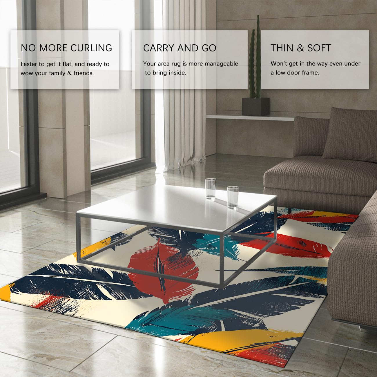 Natura inspirowany piórami dywan antypoślizgowy nadruk Tpr Back Southwest Aztec Washable Dywan do sypialni 60 x 120 cm