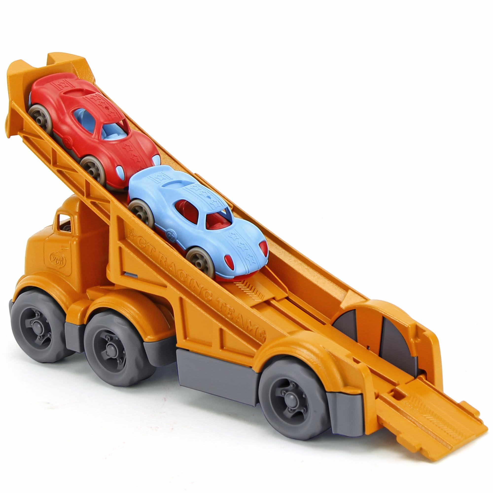 Green Toys Racing Truck - 3pc Toy Cars, Truck Toy with Car Ramp, Toddler Toys, Made from Recycled Milk Jugs, Toys For 3 Year Old Boys & Girls