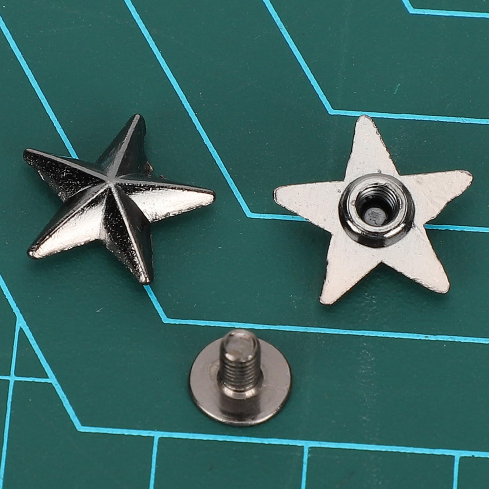 Juego de 50 remaches de estrella de aleación de zinc de 14 cm, remaches de tornillo de estrella para ropa, zapatos, manualidades, bolsos