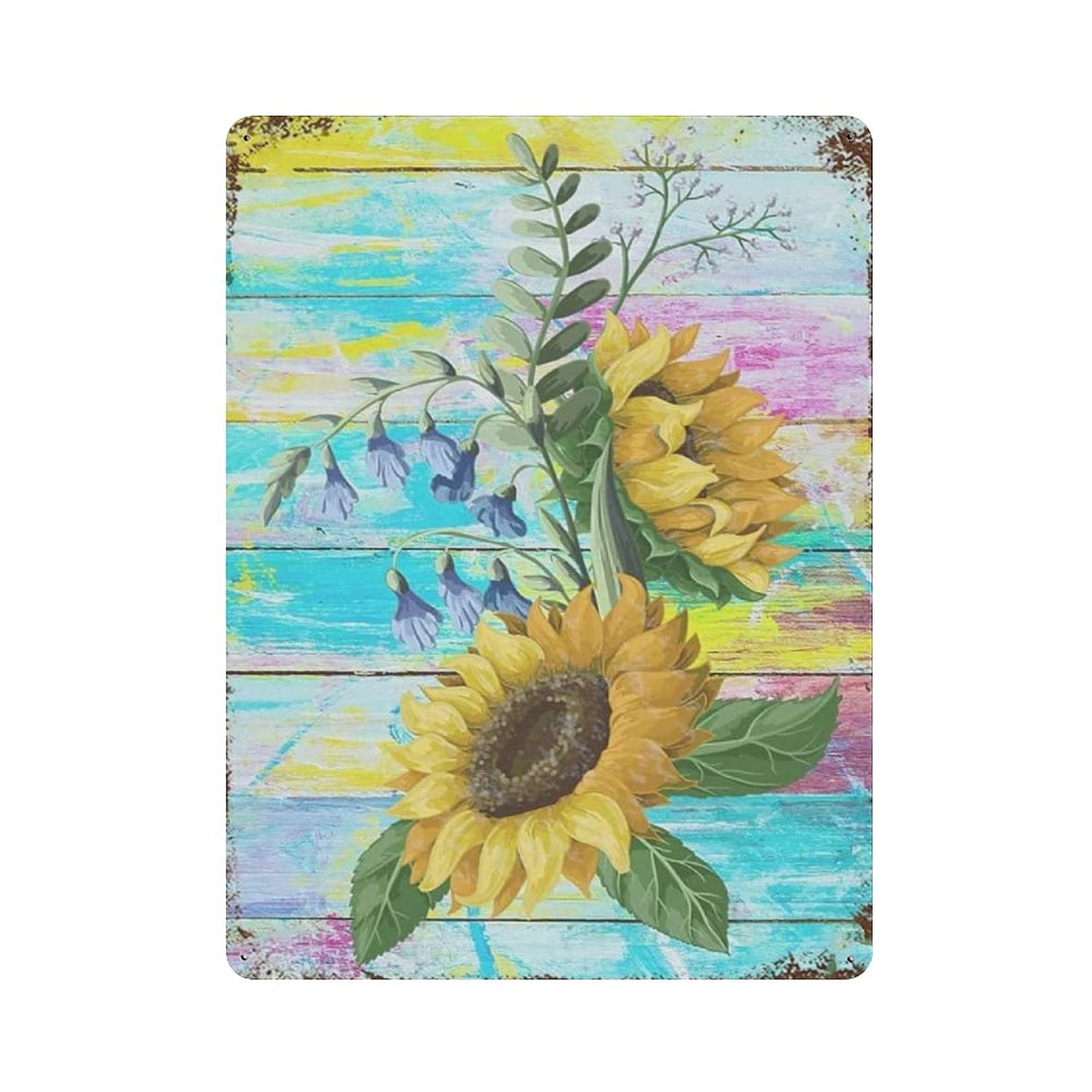 Colorful Sunflower Metal Signs, Fun Poster For Bar Kitchen Cafe Farmhouse Wall Decor 12x16 inch