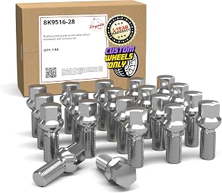 20 Pack M14x1.5 Chrome Ball Seat Lug Bolts 28mm Thread 17mm Hex for Mercedes C-Class EQB EQE GLA GLB SL Aftermarket Wheels