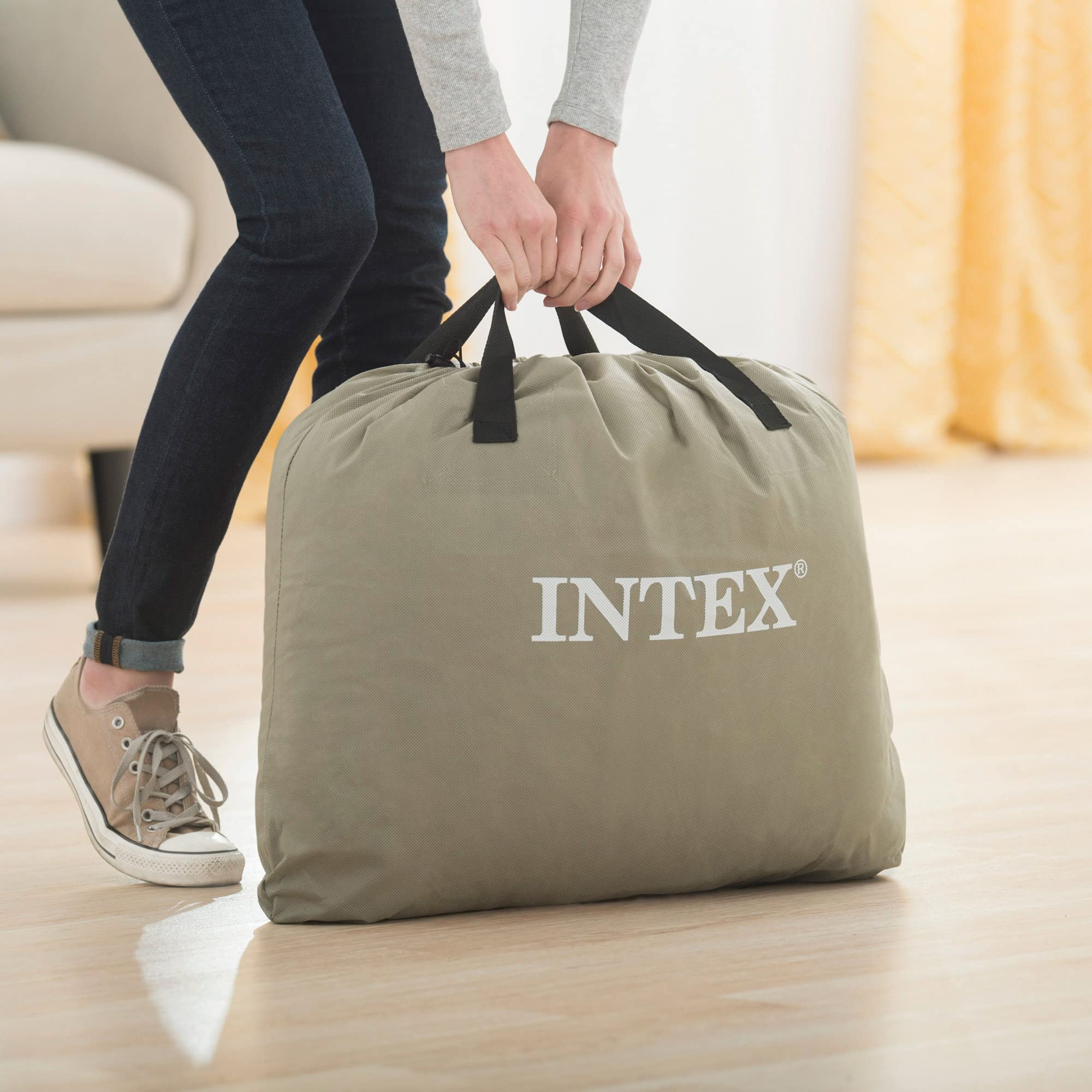 Intex Twin Dura-Beam Comfort Luftbett mit Fastfill USB-Pumpe, aufgeblasene Größe: 99 cm x 191 cm x 36 cm (64157)