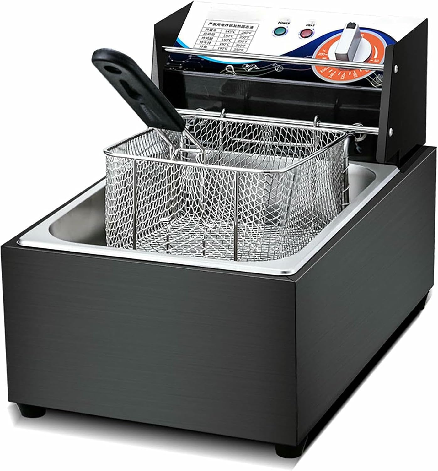 Commercial Fat Fryer Basket Deep Fryer,Commercial Electric Deep Fryer, 10L Countertop Stainless Steel Single Tank with Basket, 2500W French Deep Fat Fryer for Home Restau~/