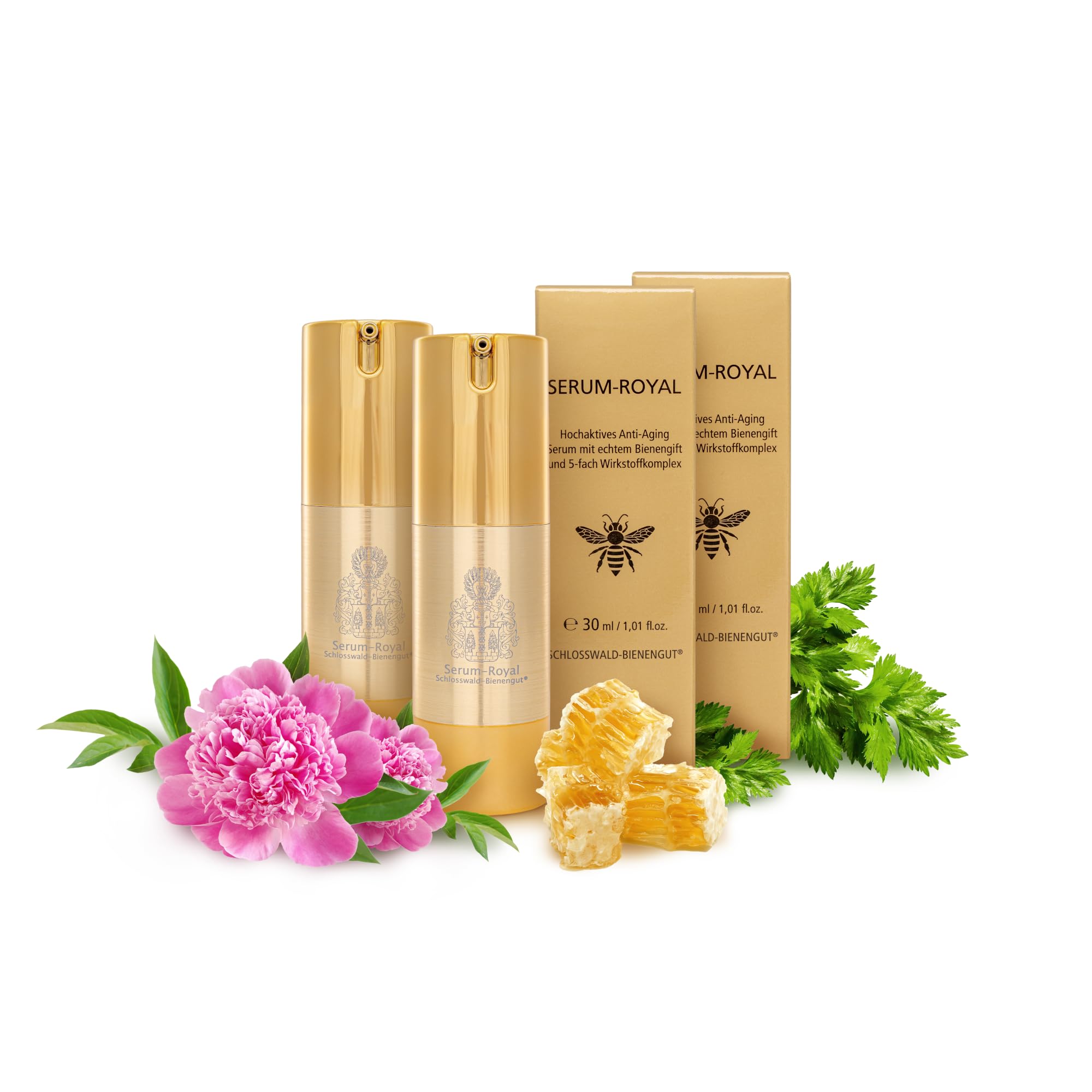 Anti Aging Serum mit Bienengift 2x 30 ml – straffende Gesichtspflege gegen Falten – Gesichtsserum Augenserum 24h Pflege Schloßwald-Bienengut