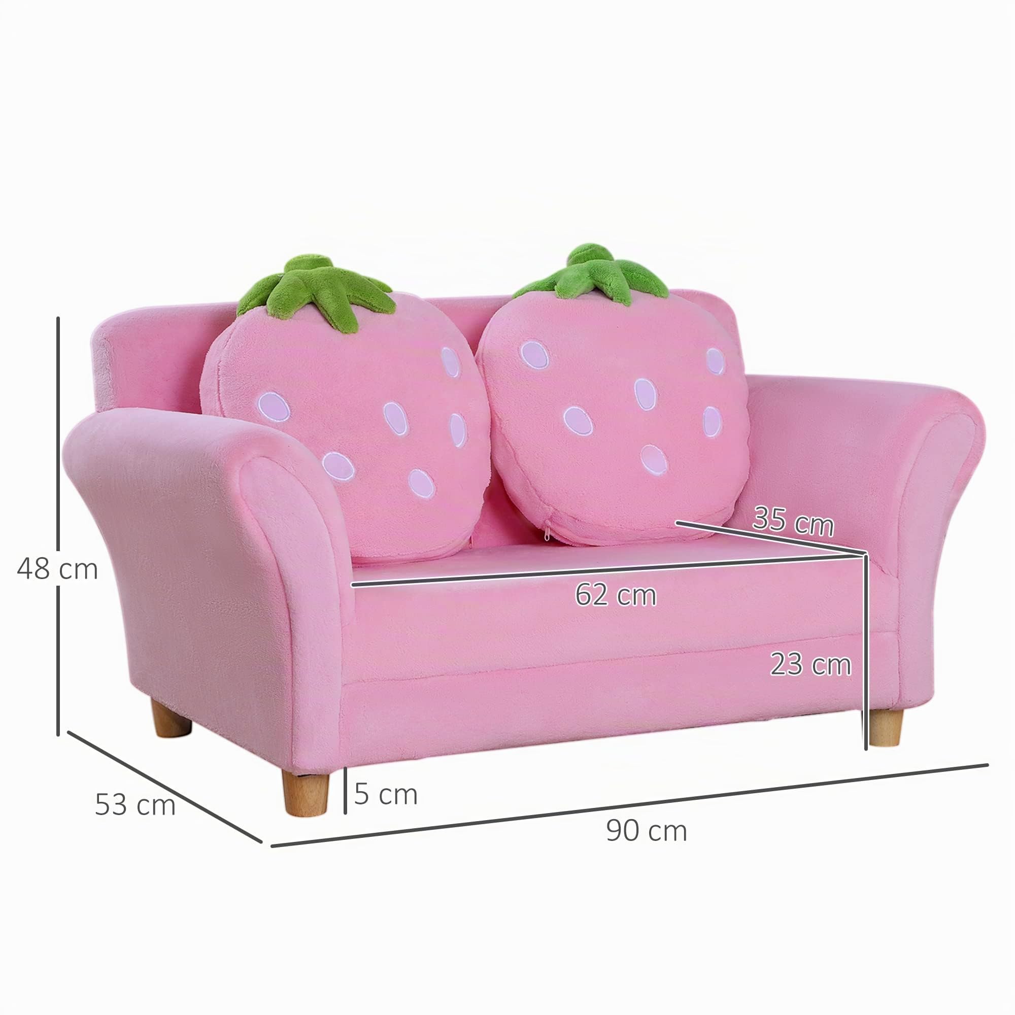 HOMCOM – 55 – 0014 bambini sedia/poltrona/divano/Bambini/doppio/singolo Soft NEU (fragola Sofa)