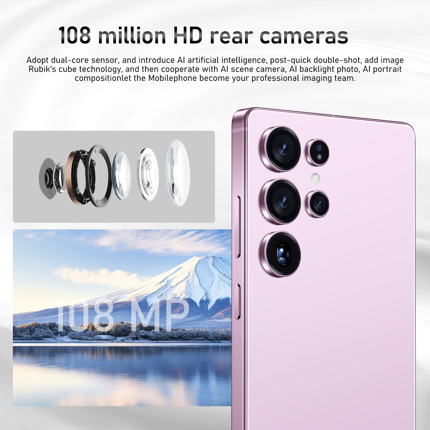 I25 Ultra Unlocked Smartphone,16+512GB Unlocked Phone,6.9" HD+ Display,Built in Pen,Snapdragon 8 Gen3 7000mAh Dual Speakers 5G/Face ID/Fingerprint Lock/Dual SIM/GPS (Pink)