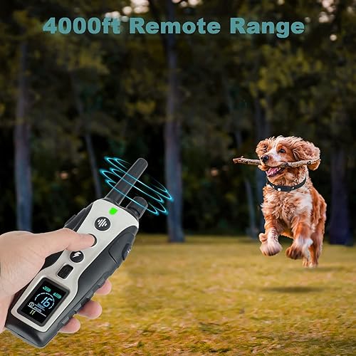 Miniatura 4 de Collar de entrenamiento para perros collar electrónico de choque para perro con control remoto de 4000 pies collar de perro impermeable IPX7