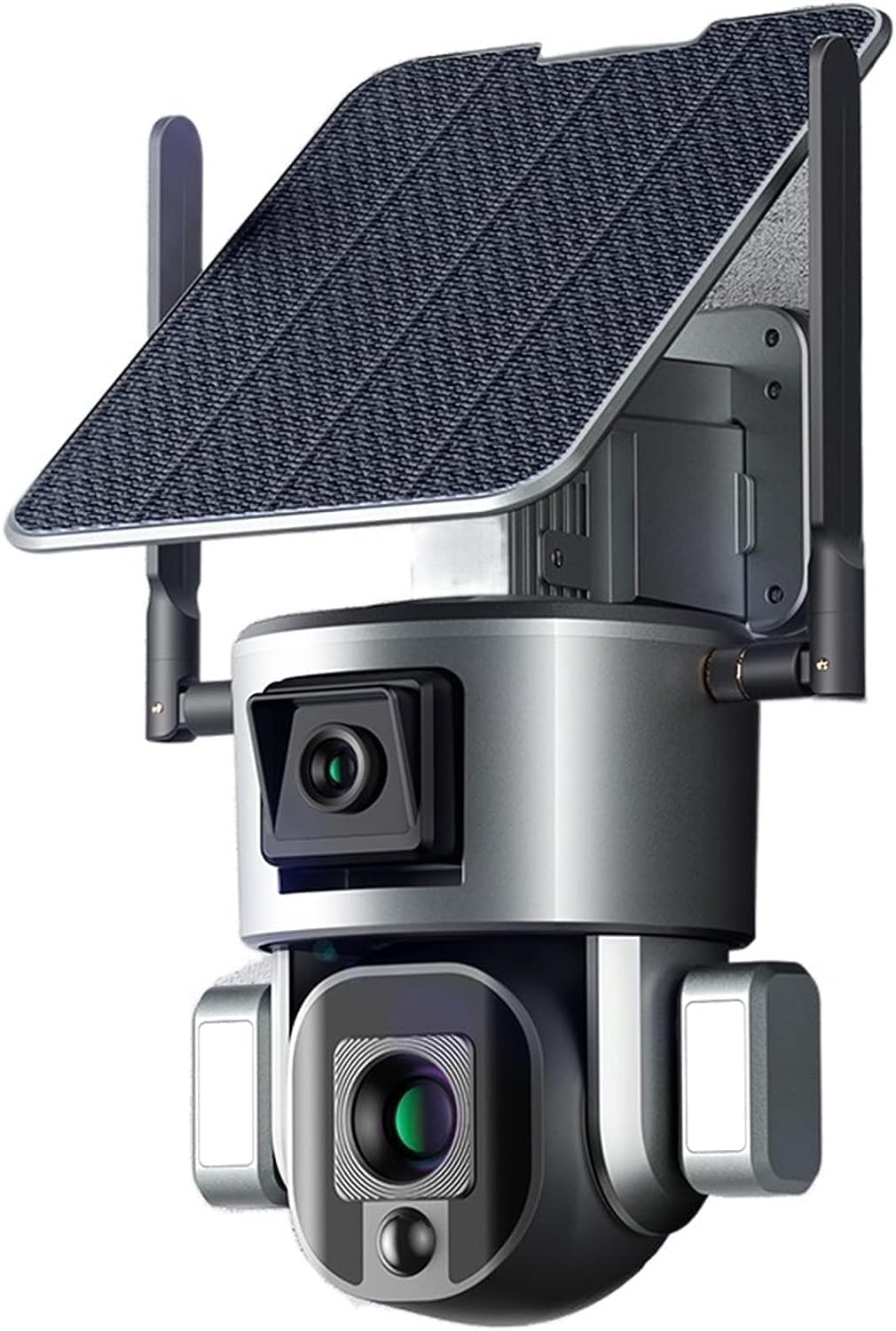 Telecamera di sorveglianza solare senza fili PTZ esterna, WiFi 360°, 4K/8MP, doppia lente zoom ottica 10X, rilevamento umano, audio bidirezionale, visione notturna, impermeabile IP66, 5 watt 20000mAh