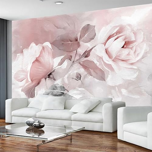 Miniatura 4 de Wmjurel Papel pintado de pintura al óleo de hojas de rosa, mural de fondo de pared grande para dormitorio y sala de estar (no autoadhesivo)