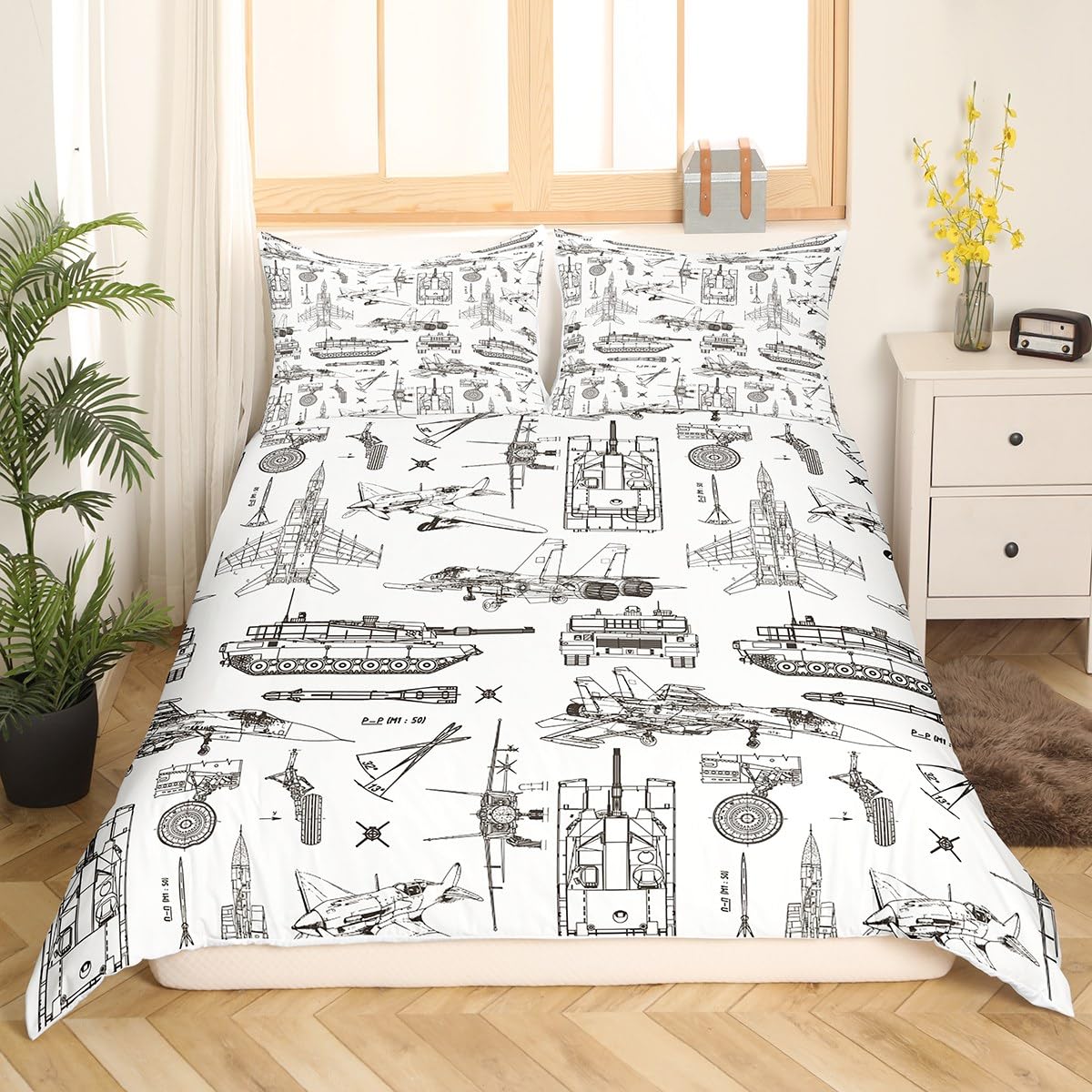 Housse de couette theme militaire Manfei 3 pièces cadeau pour lit enfant