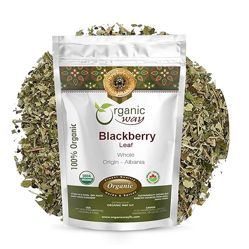Organic Way Hoja de mora seca entera (Rubus fruticosus)  Té de hierbas - Cosecha silvestre europea  Certificado orgánico y Kosher  Crudo, vegano,
