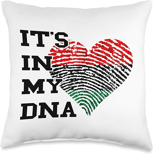 Pan African Pride Black History Pan African UNIA Heart in My DNA - Almohada de bandera de liberación negra, 16 x 16 pulgadas, multicolor
