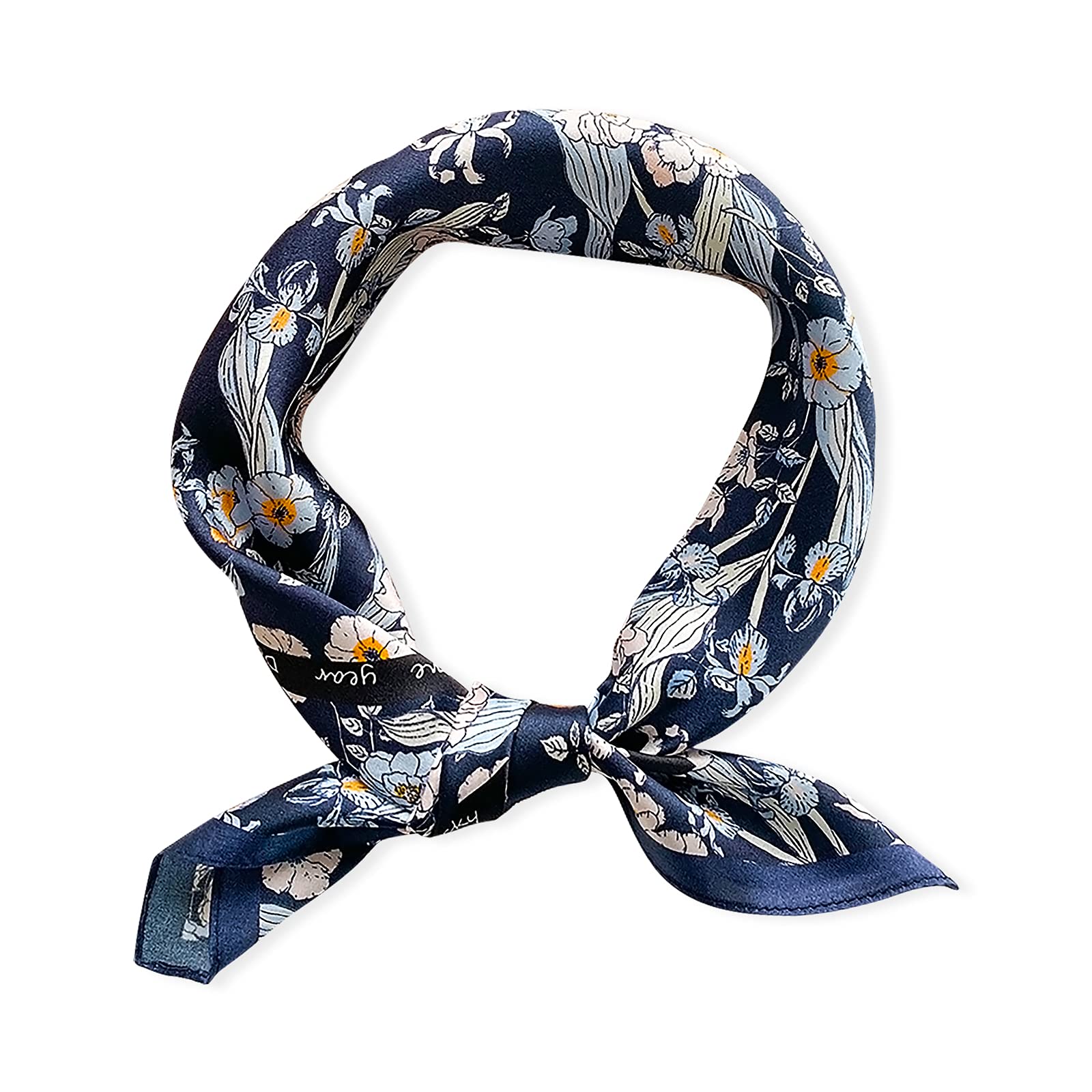 ALANIZ Bufandas de mujer, bufanda de seda, bufanda cuadrada for mujer, bufandas ligeras de satén con estampado de flores de cerezo, pañuelo for el cuello, tocado, diadema for mujer