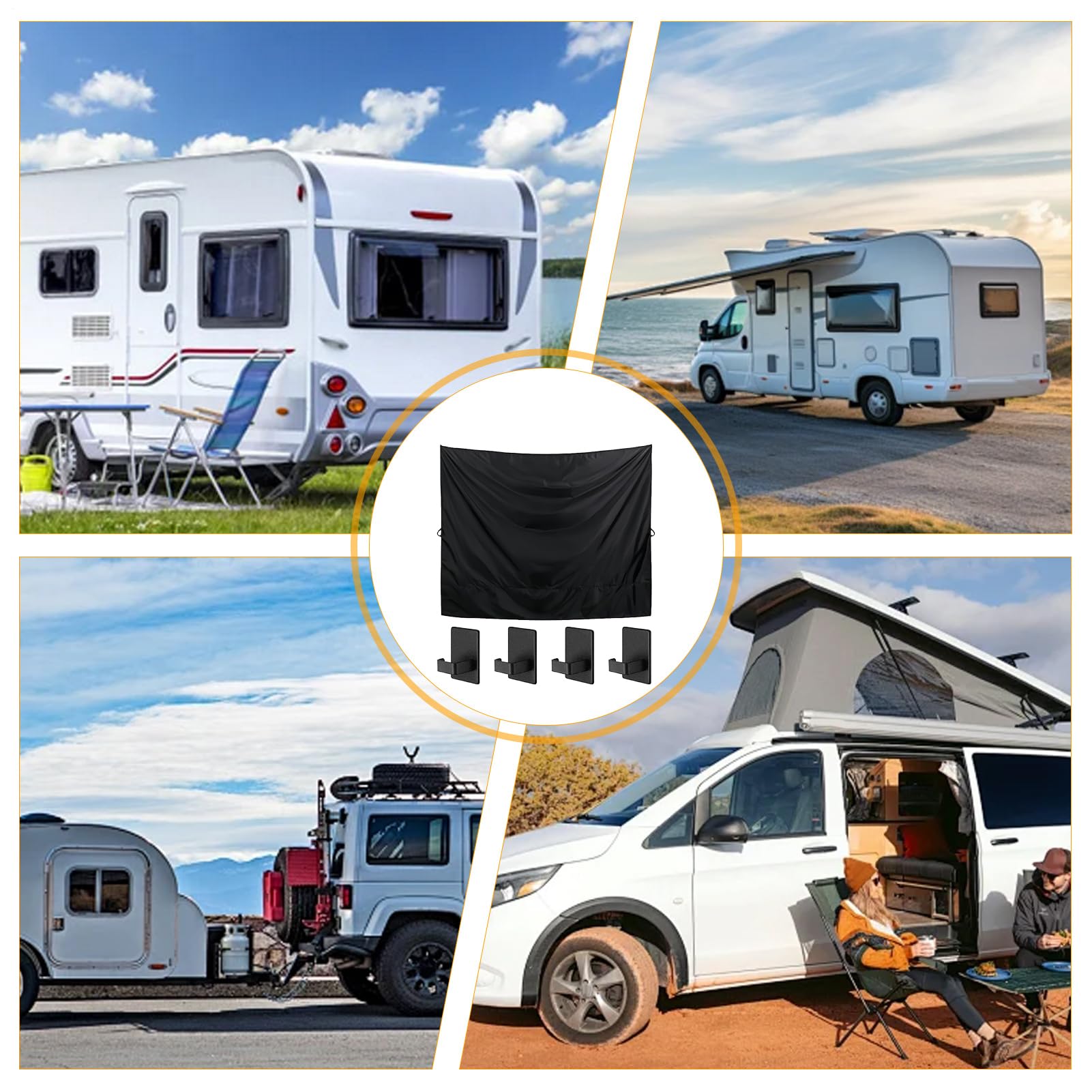 Rideau De Douche pour Van - Rideau pour Hayon avec Crochets Magnétiques - Pare-Soleil Occultant Réutilisable pour Voyage en Camping-Car SUV Van Familiale