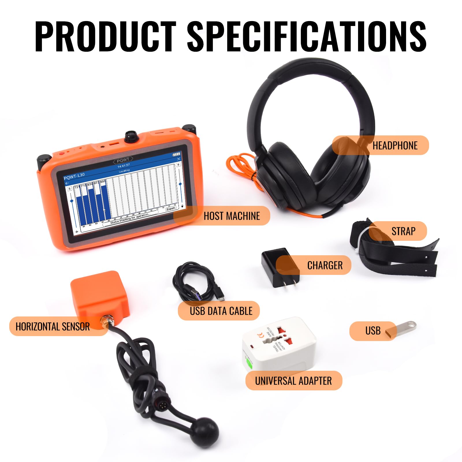 L30 Detectores de fugas de agua subterráneos para pared del hogar, máquina detectora de tuberías de agua, sensor horizontal, kit de detección acústica de fugas en tuberías, auriculares con