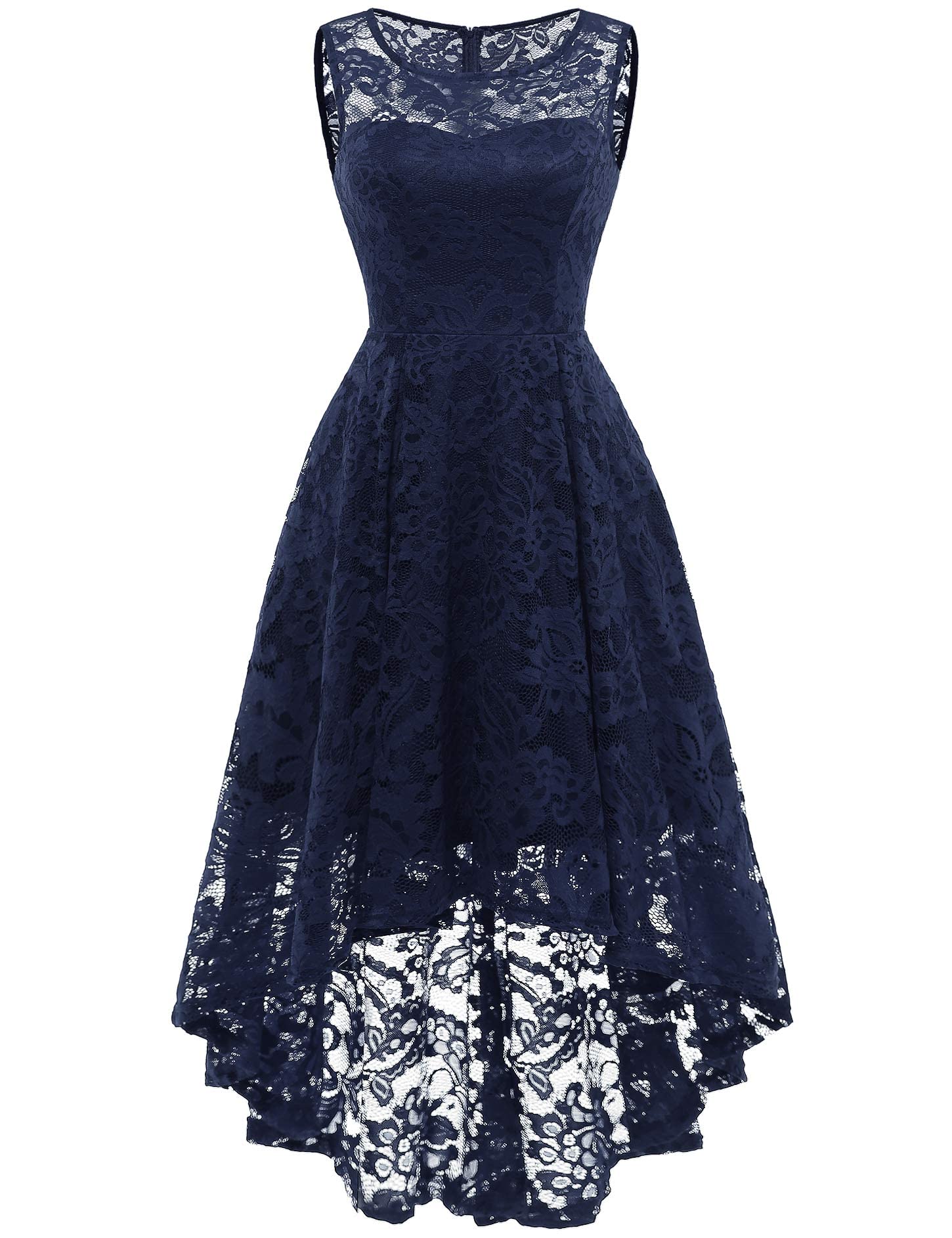 MUADRESS Vestido Cóctel Vintage A-línea Hi-Lo Elegante Mujer Flor Encaje Vestidos De Fiesta