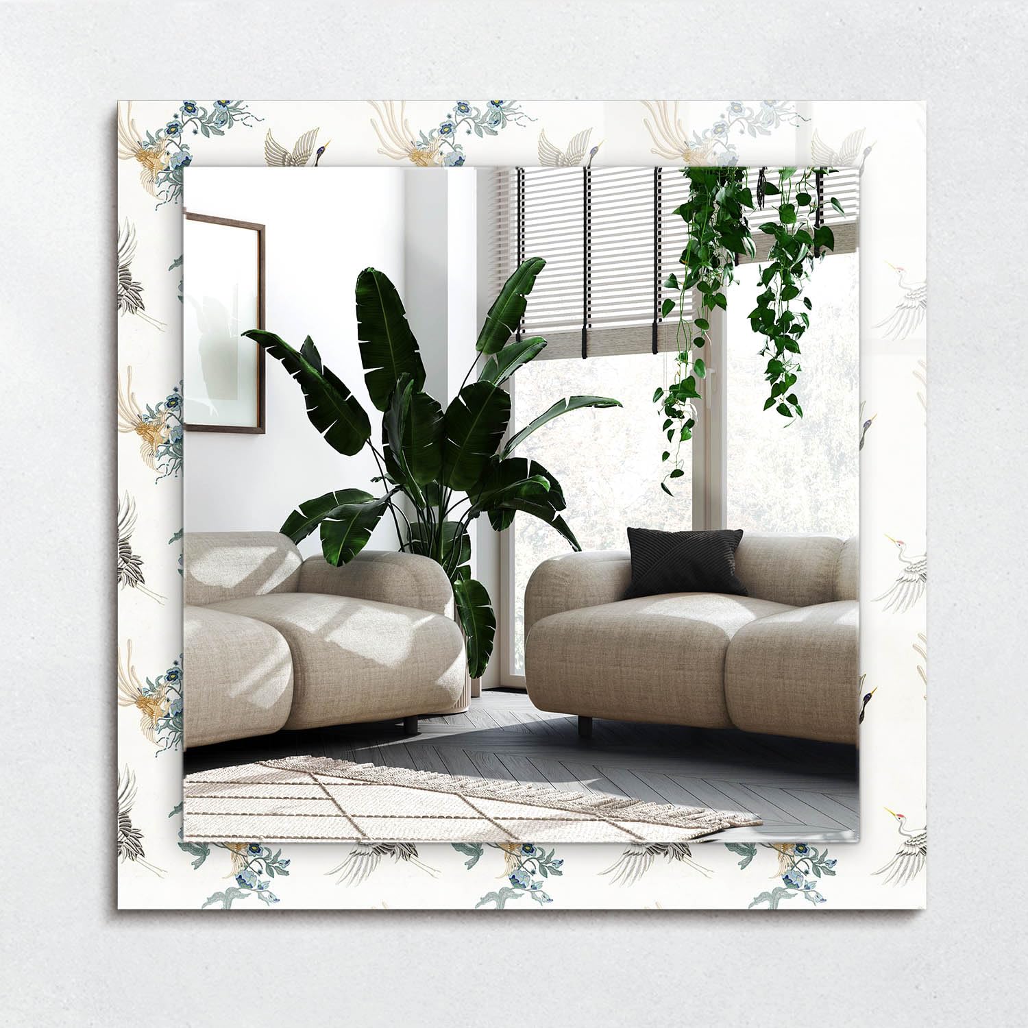 Miroir carré moderne 60x60 cm sans cadre pour agrandir une pièce sombre