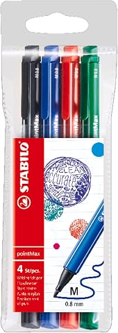 STABILO pointMax - Keçe Uçlu Kalem - 4'lü Paket - Çeşitli Renkler