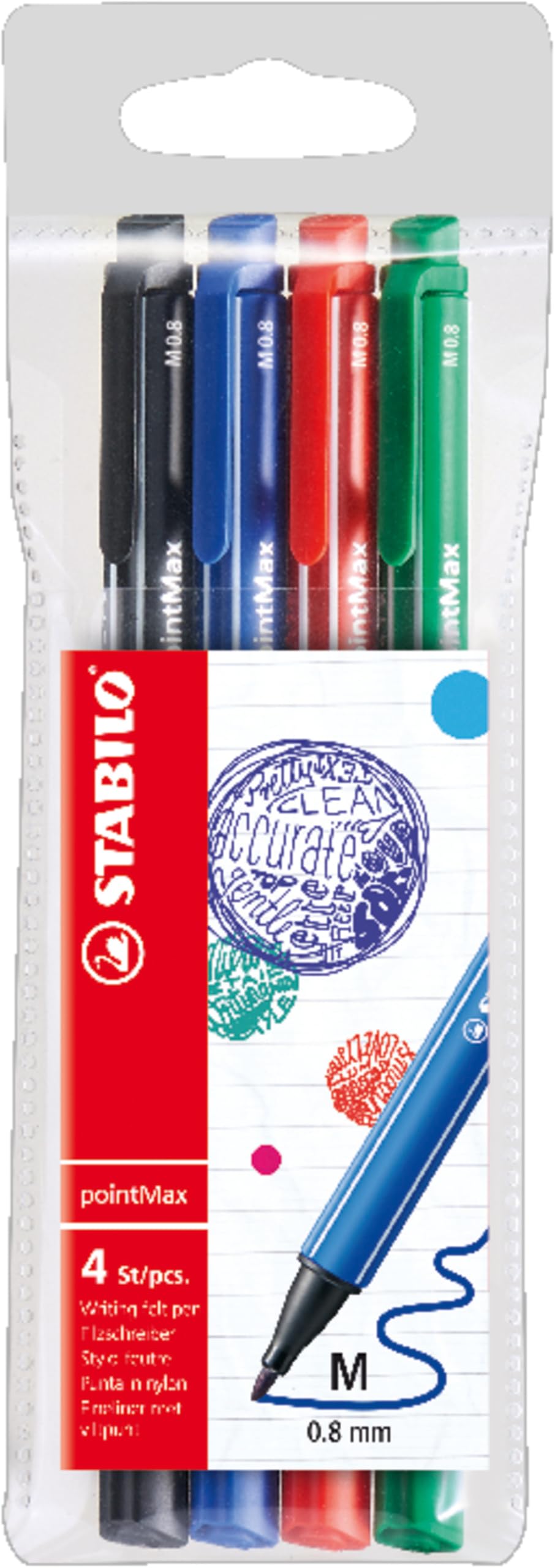 Stabilo Pointmax Colouring Pen Wallet of 4 Assorted