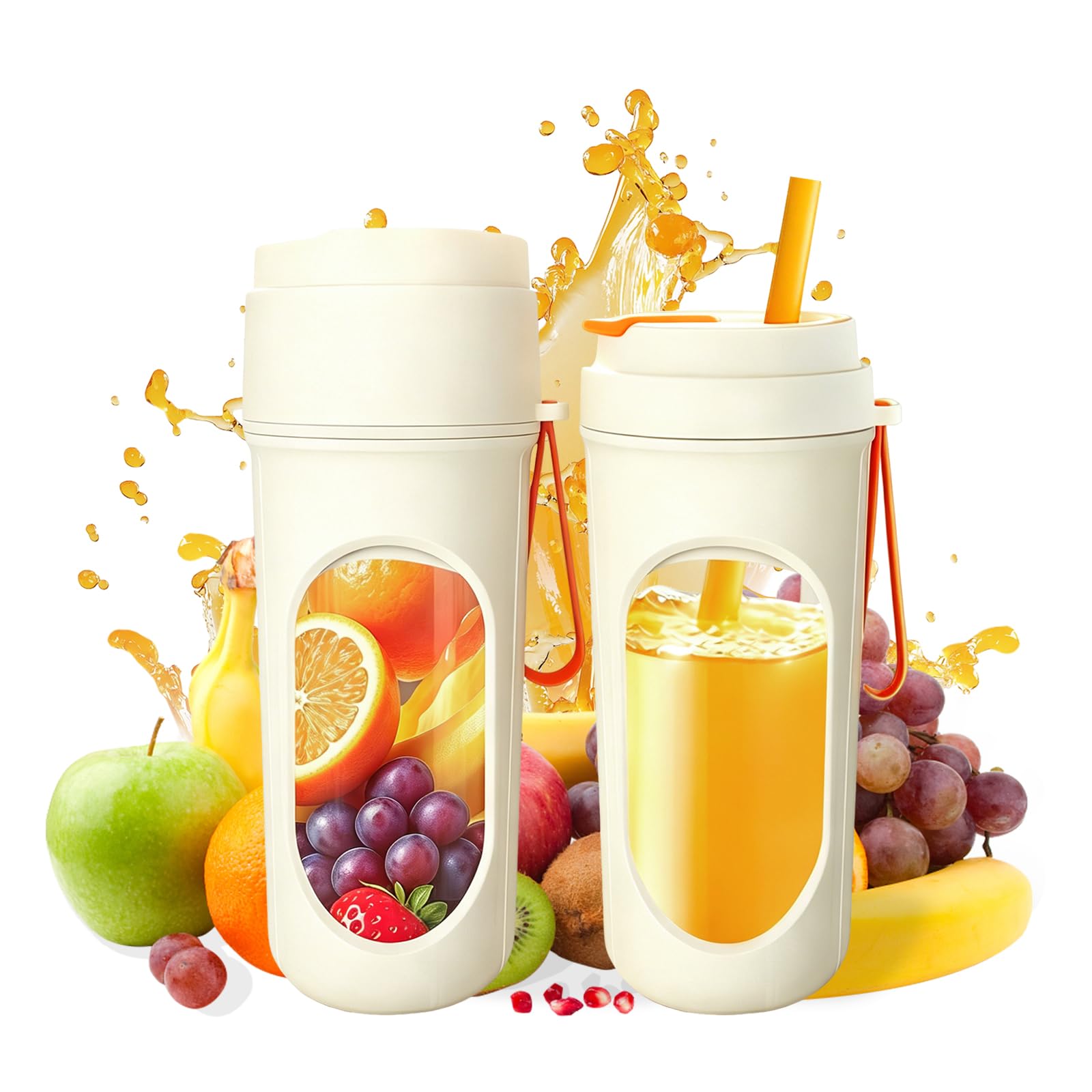 Portable Blender for Smoothies, Cordless Blender for Protein Shake and Fresh Juice, Dishwasher Safe,15 Oz Portable Bottle with 12-Blade for Outdoor Camping Travel