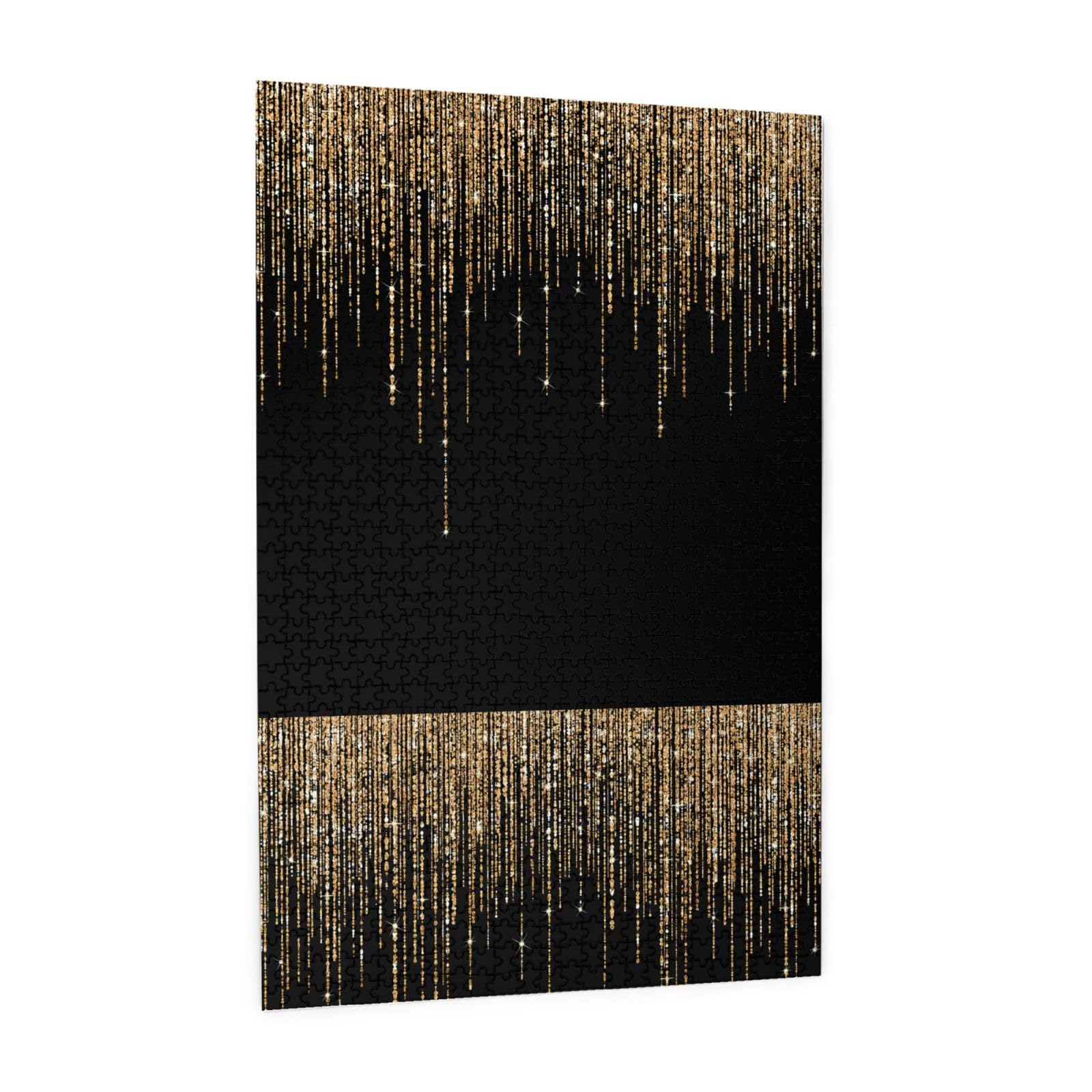 Nero Oro Scintillante Frange Glitter, Puzzle da 1000 Pezzi per Adulti Puzzle Impegnativi, Puzzle