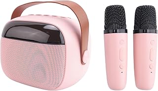 Sirxlevcy Máquina de Karaoke para Niños, Altavoz Bluetooth Portátil con 2 Micrófonos Inalámbricos Color Rosa