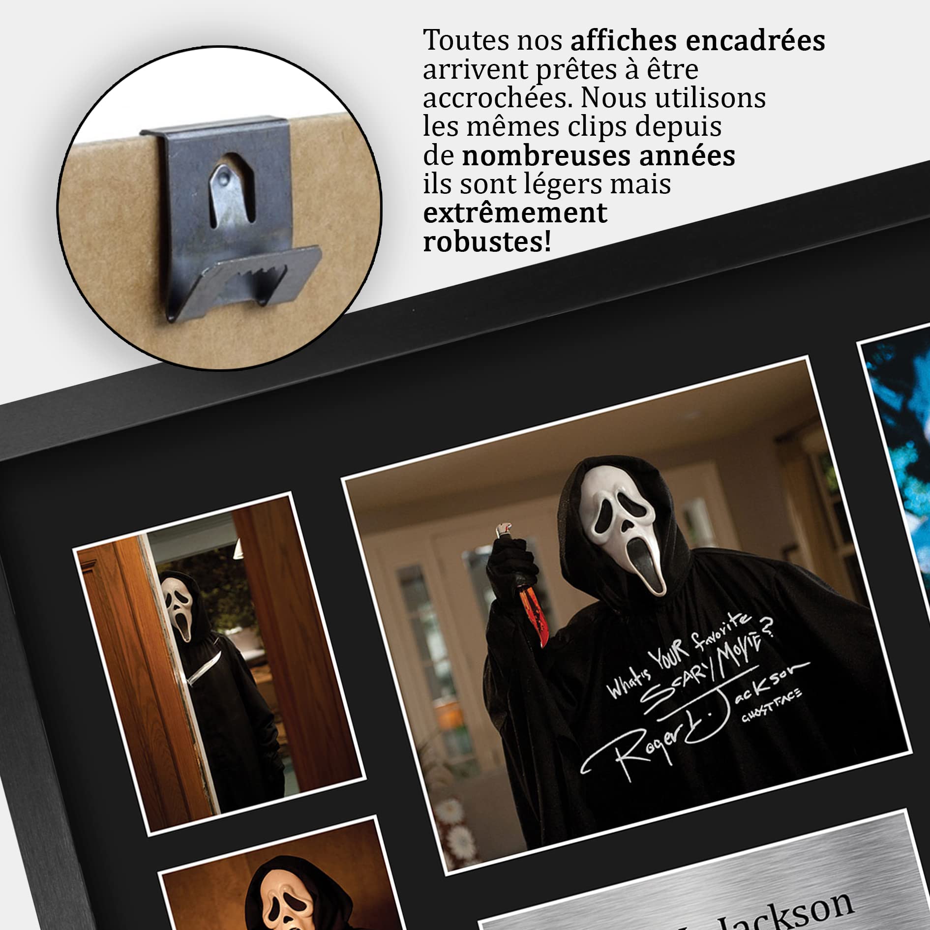 HWC Trading FR A3 Roger L Jackson Scream Ghostface Cadeaux Imprimés Autographe Affichage d’autographes pour les fans de cinéma - A3 Encadré