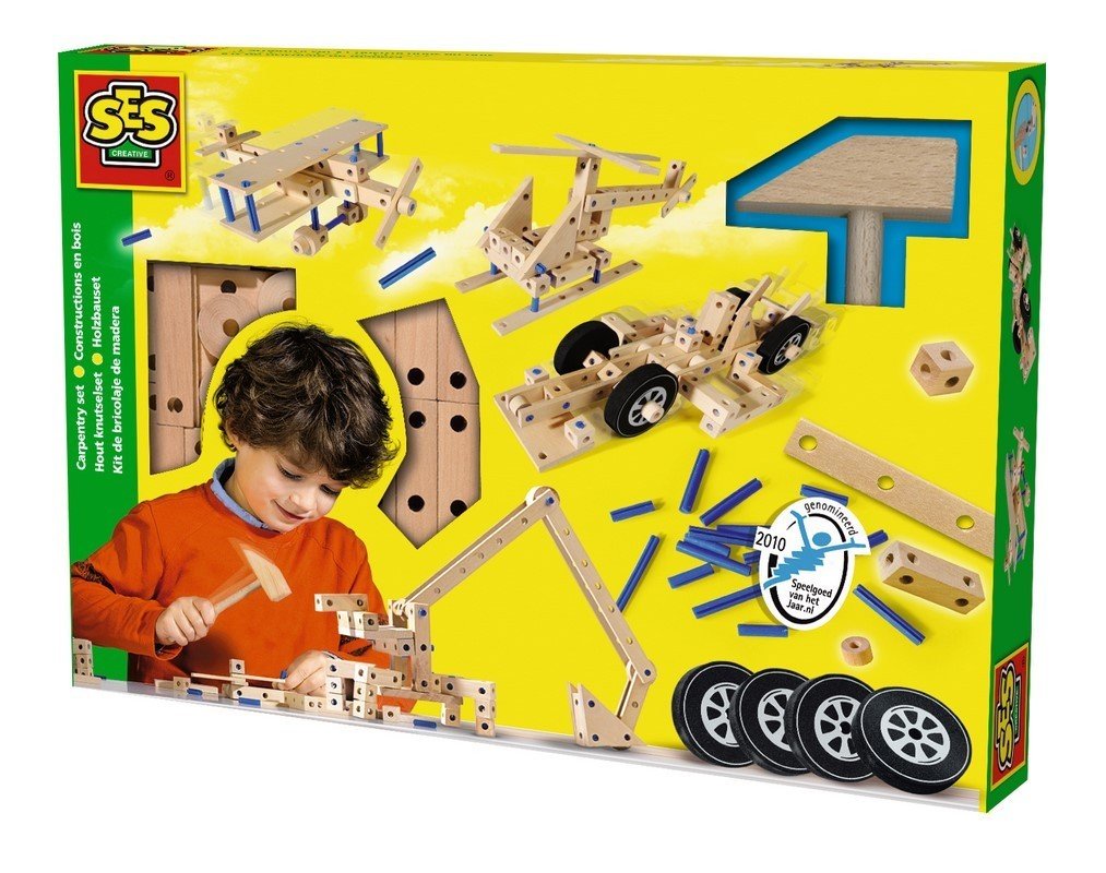 SES CreativeCarpentry 95 Piece Playset, Beige, Carpentry Playset, Ses14946