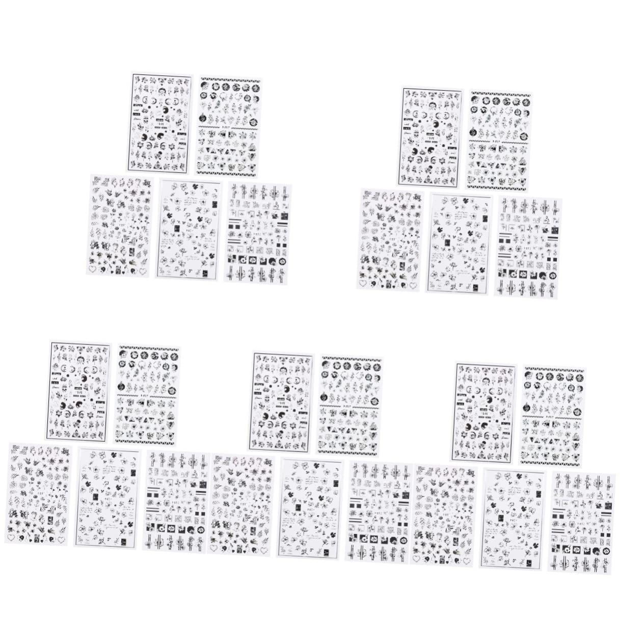 5 Set Adesivi Per Unghie Fiori E Decorazioni Manicure Autoadesive Per Nail Art Per Feste E Creatività Personale 10 Fogli*5